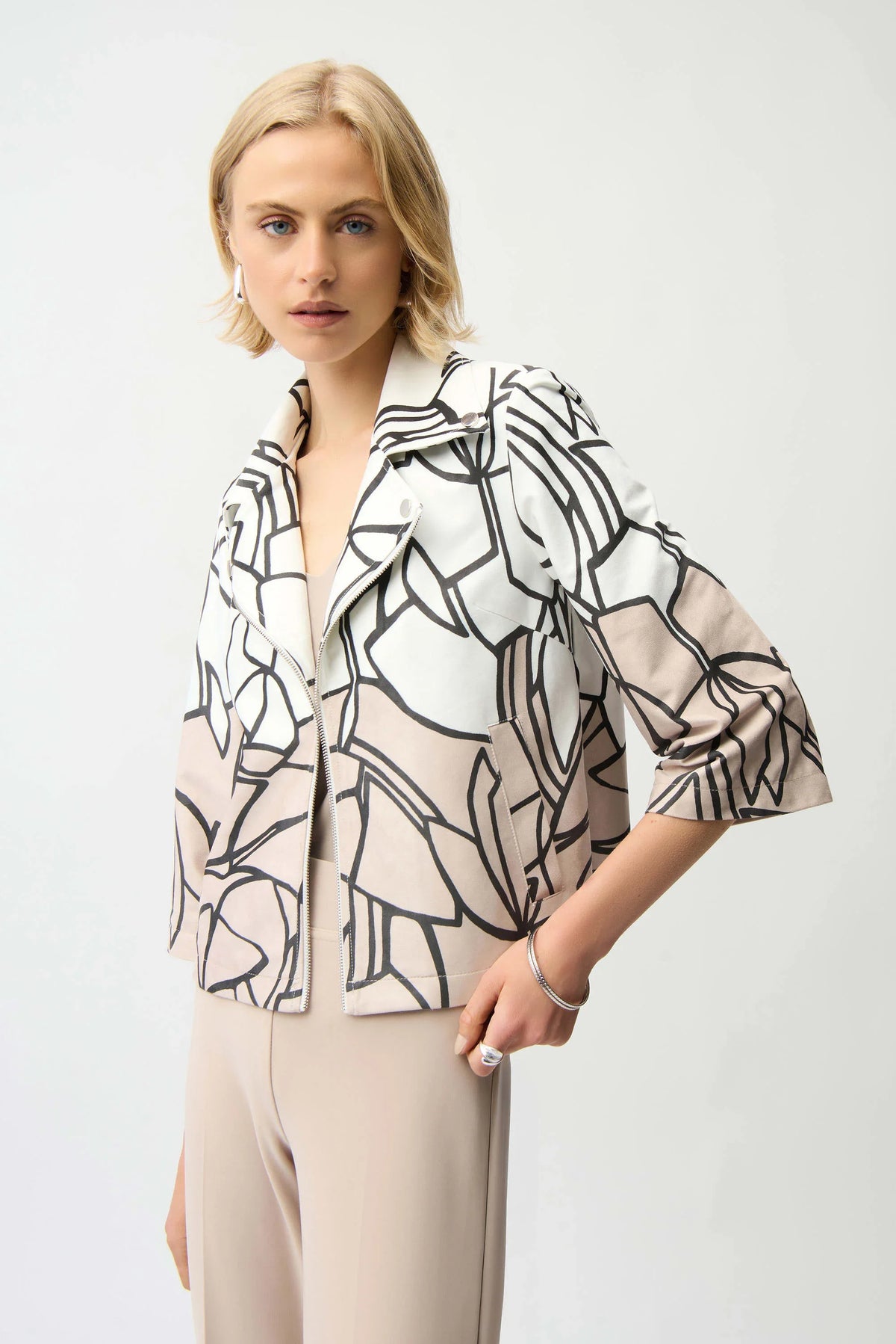 Joseph Ribkoff Abstract Print Snap Jacket - Style 261908