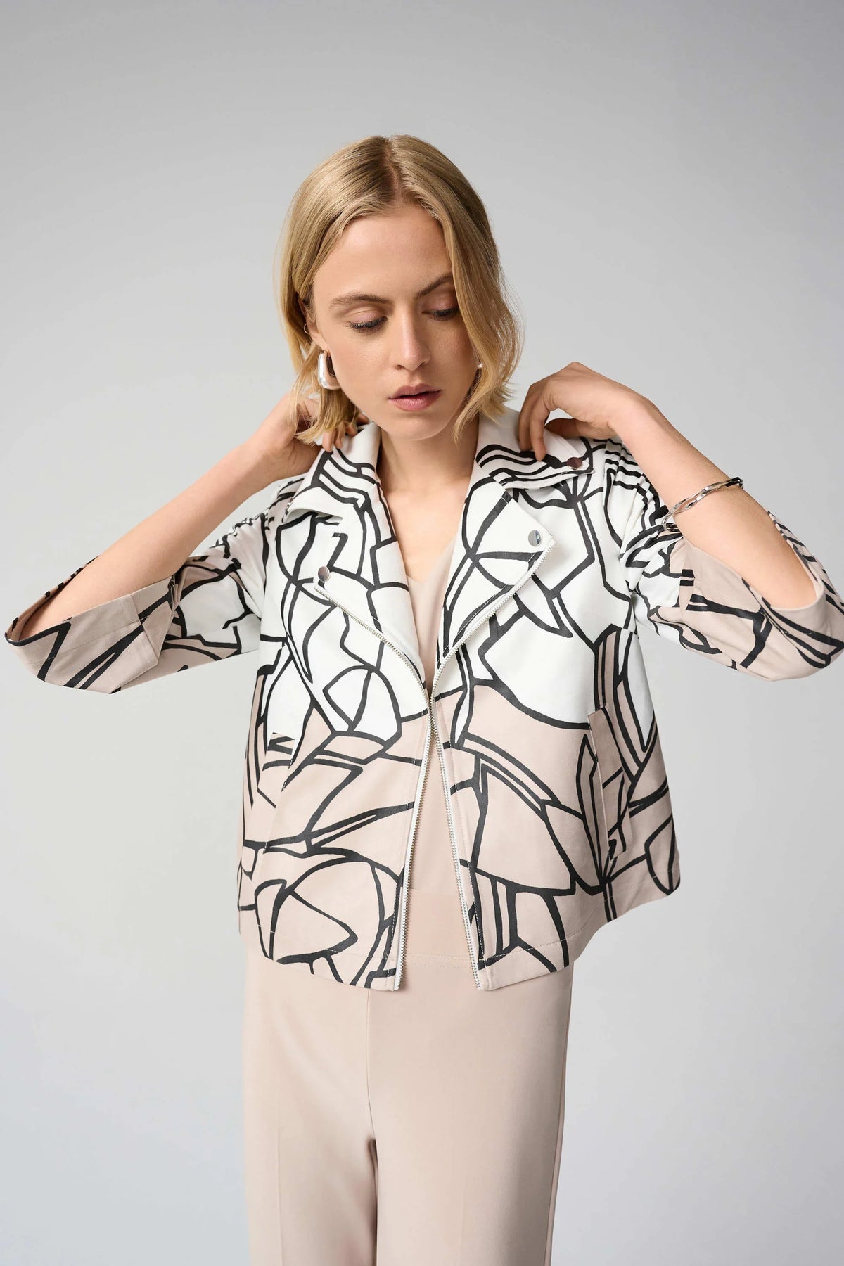 Joseph Ribkoff Abstract Print Snap Jacket - Style 261908