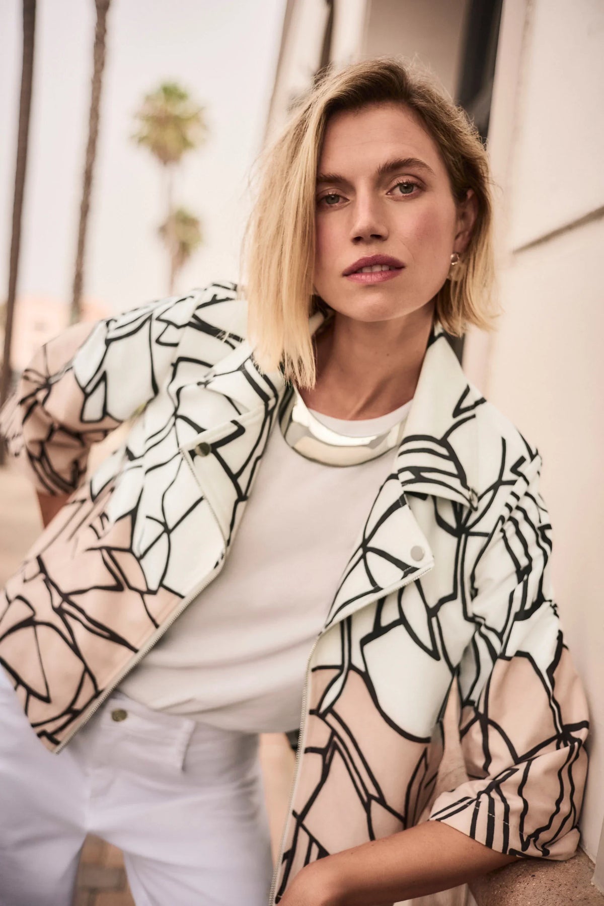 Joseph Ribkoff Abstract Print Snap Jacket - Style 261908