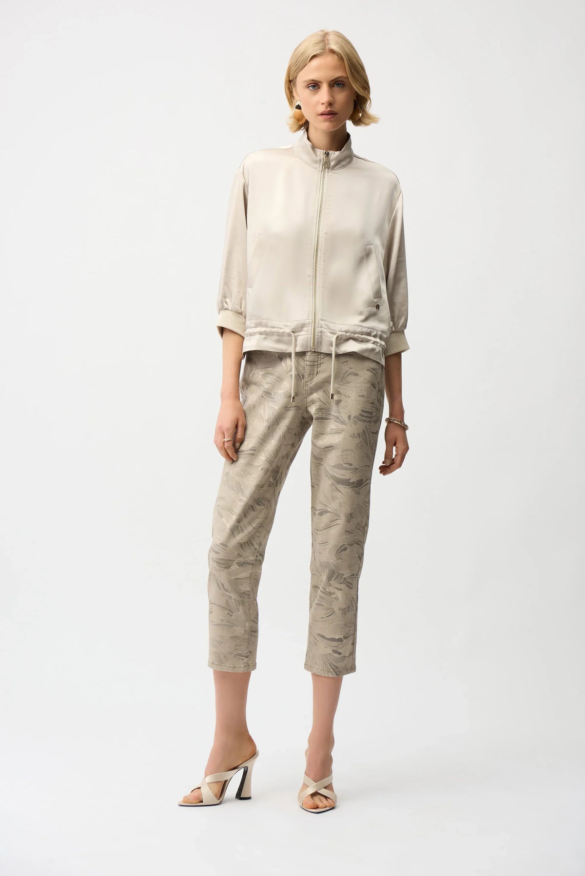 Joseph Ribkoff Satin Blouson Drawstring Jacket - Style 261913