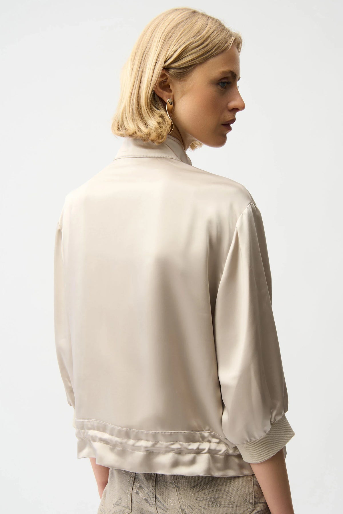 Joseph Ribkoff Satin Blouson Drawstring Jacket - Style 261913