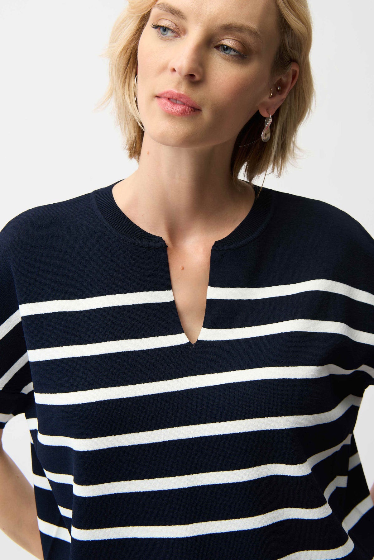 Joseph Ribkoff Striped V-Neck Dolman Sweater - Style 261921