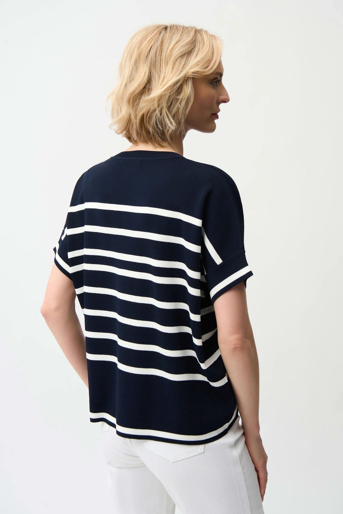 Joseph Ribkoff Striped V-Neck Dolman Sweater - Style 261921