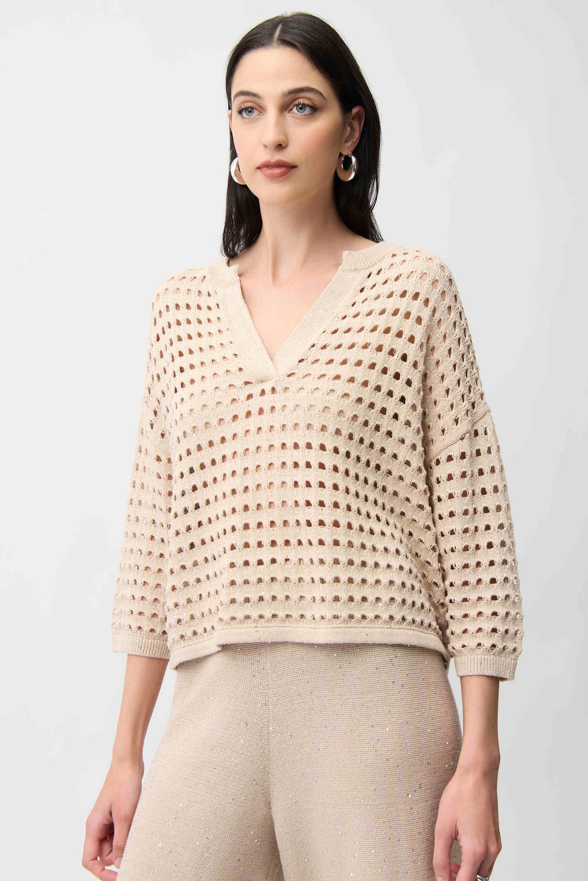 Joseph Ribkoff Sequin Open Stitch Sweater - Style 261925