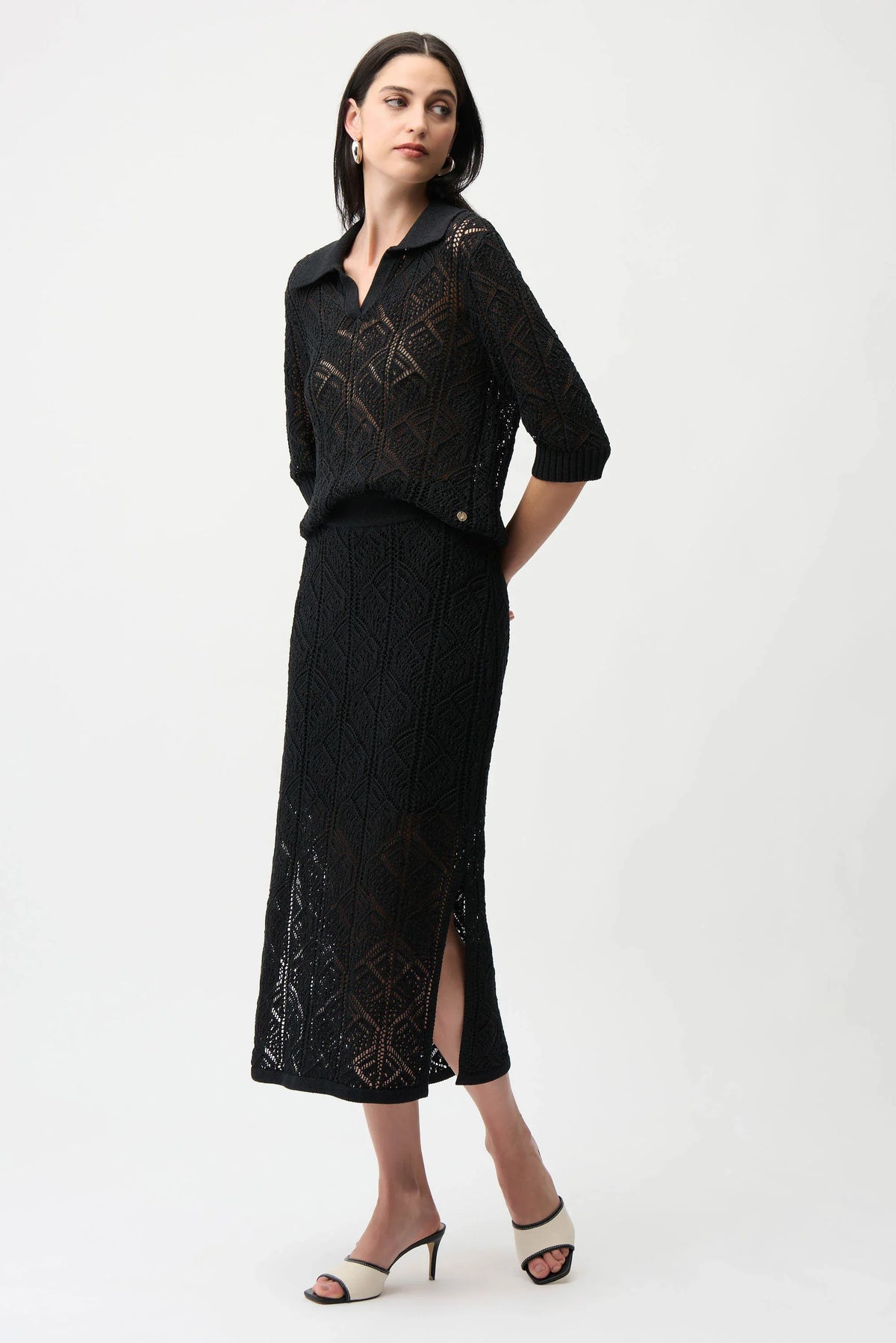 Joseph Ribkoff Pencil Open Stitch Skirt - Style 261928