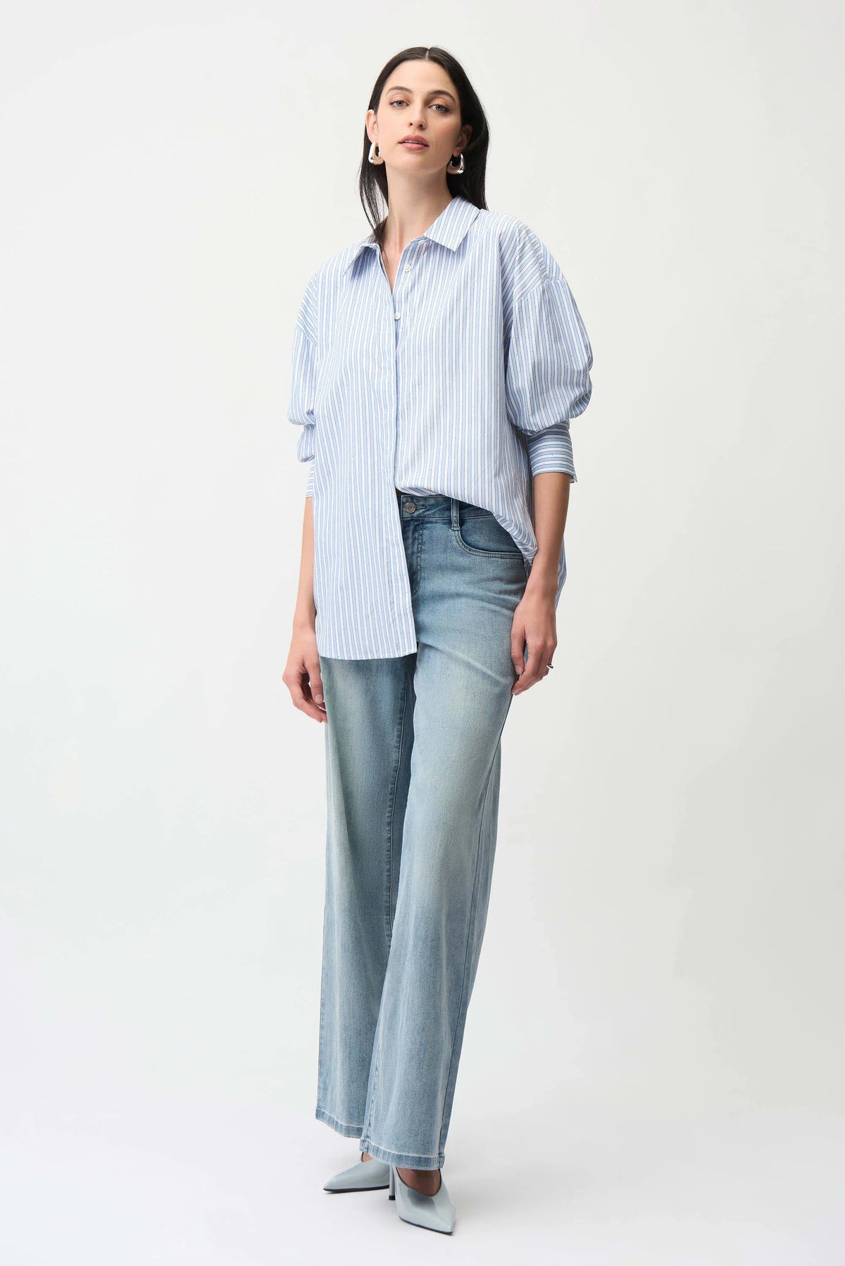 Joseph Ribkoff Striped Hidden Button Blouse - Style 261931