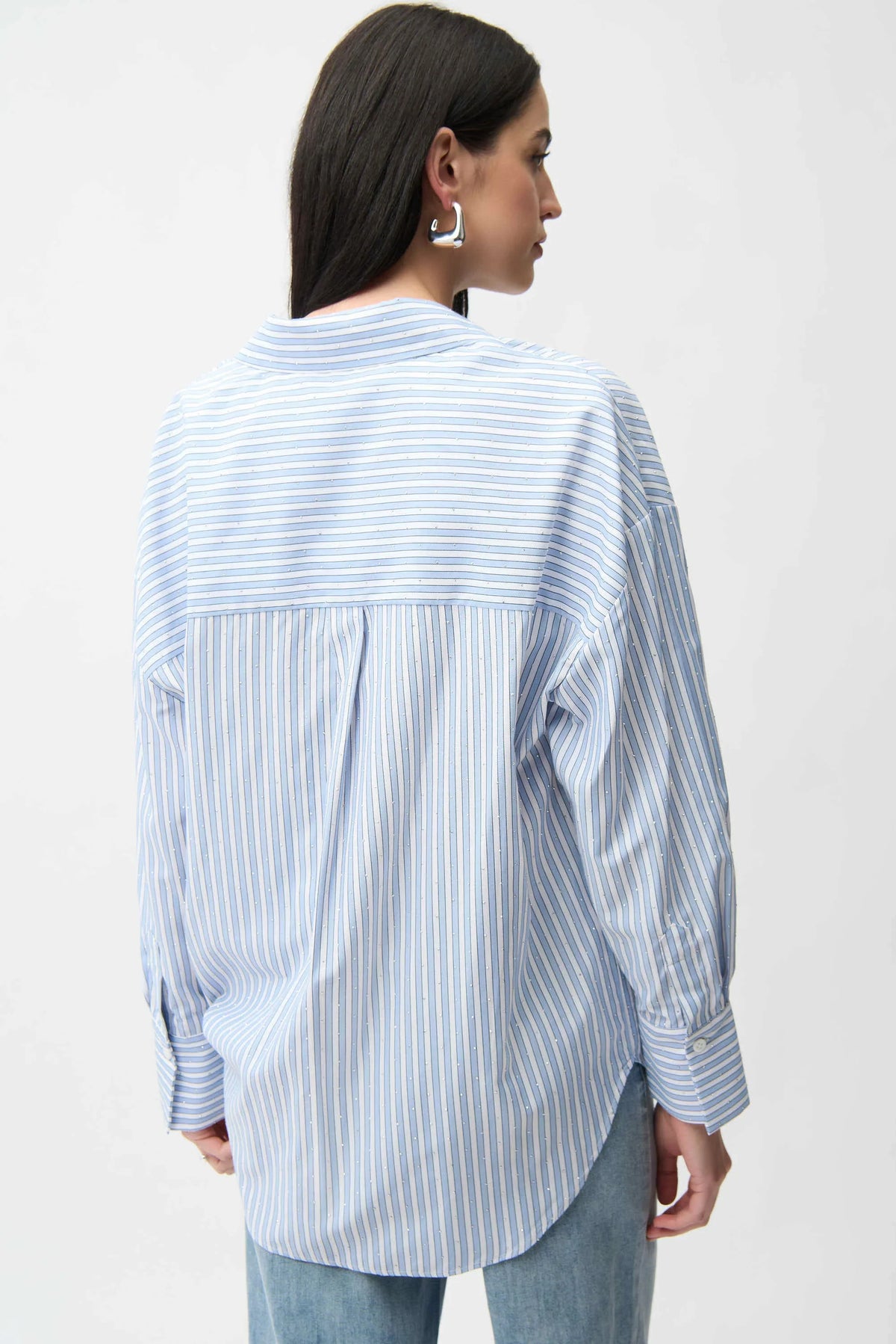 Joseph Ribkoff Striped Hidden Button Blouse - Style 261931