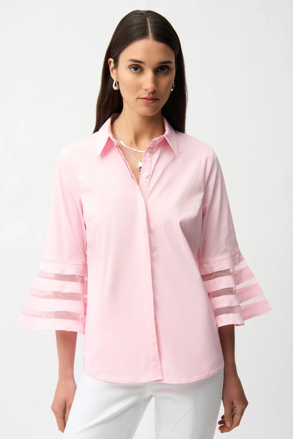 Joseph Ribkoff Bell Sleeve Organza Insert Blouse - Style 261933