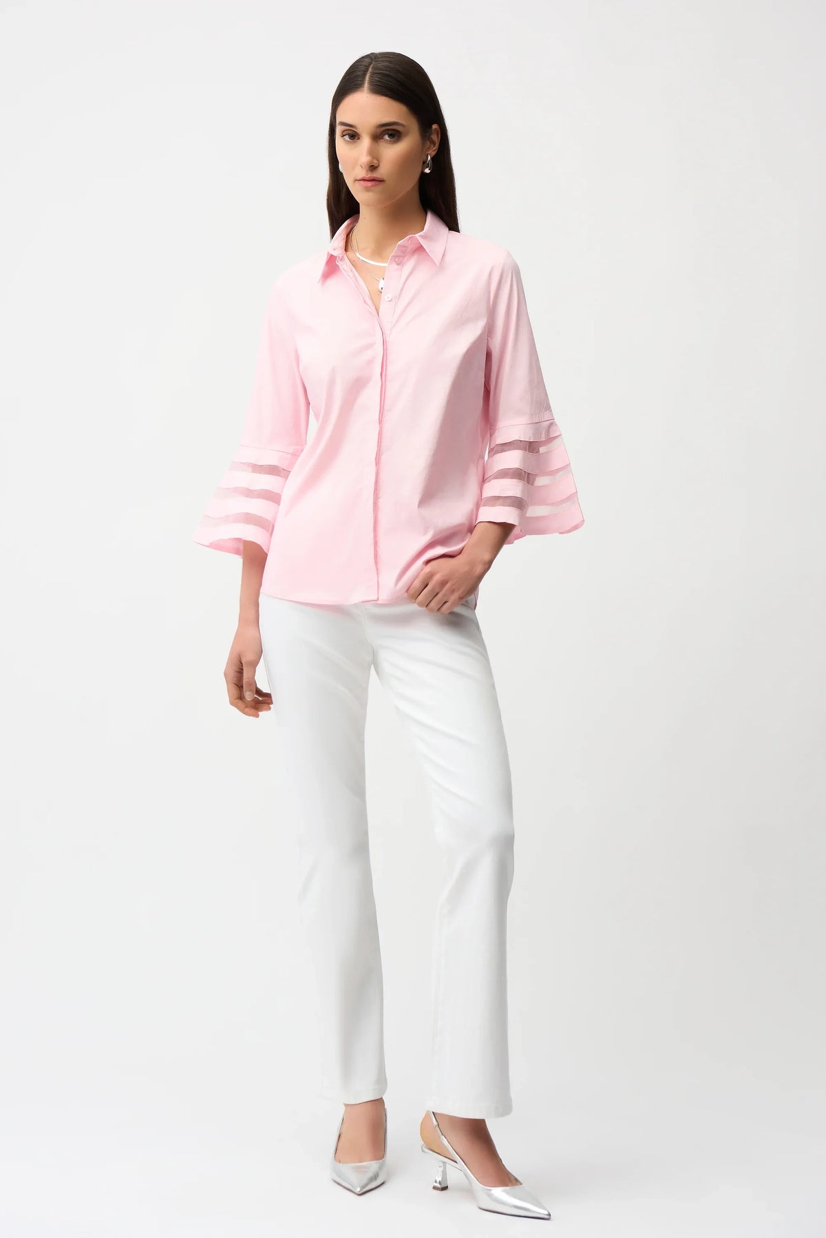 Joseph Ribkoff Bell Sleeve Organza Insert Blouse - Style 261933