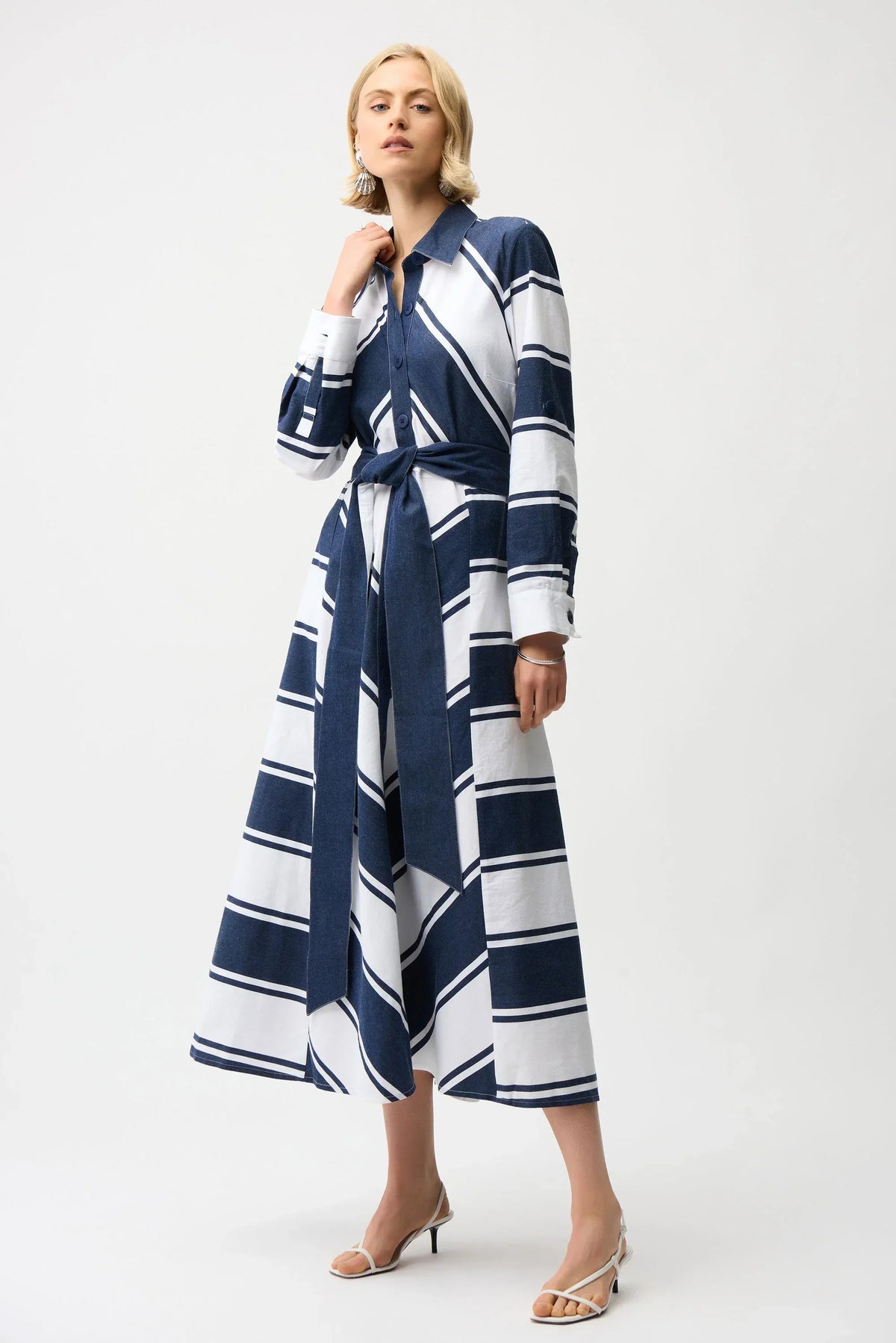 Joseph Ribkoff Striped Shirt Dress Sash - Style 261936