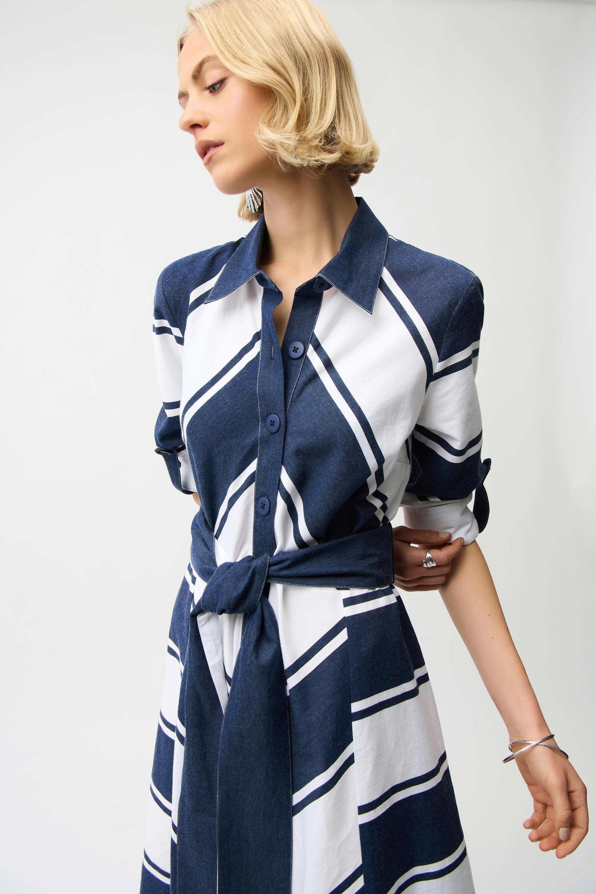 Joseph Ribkoff Striped Shirt Dress Sash - Style 261936
