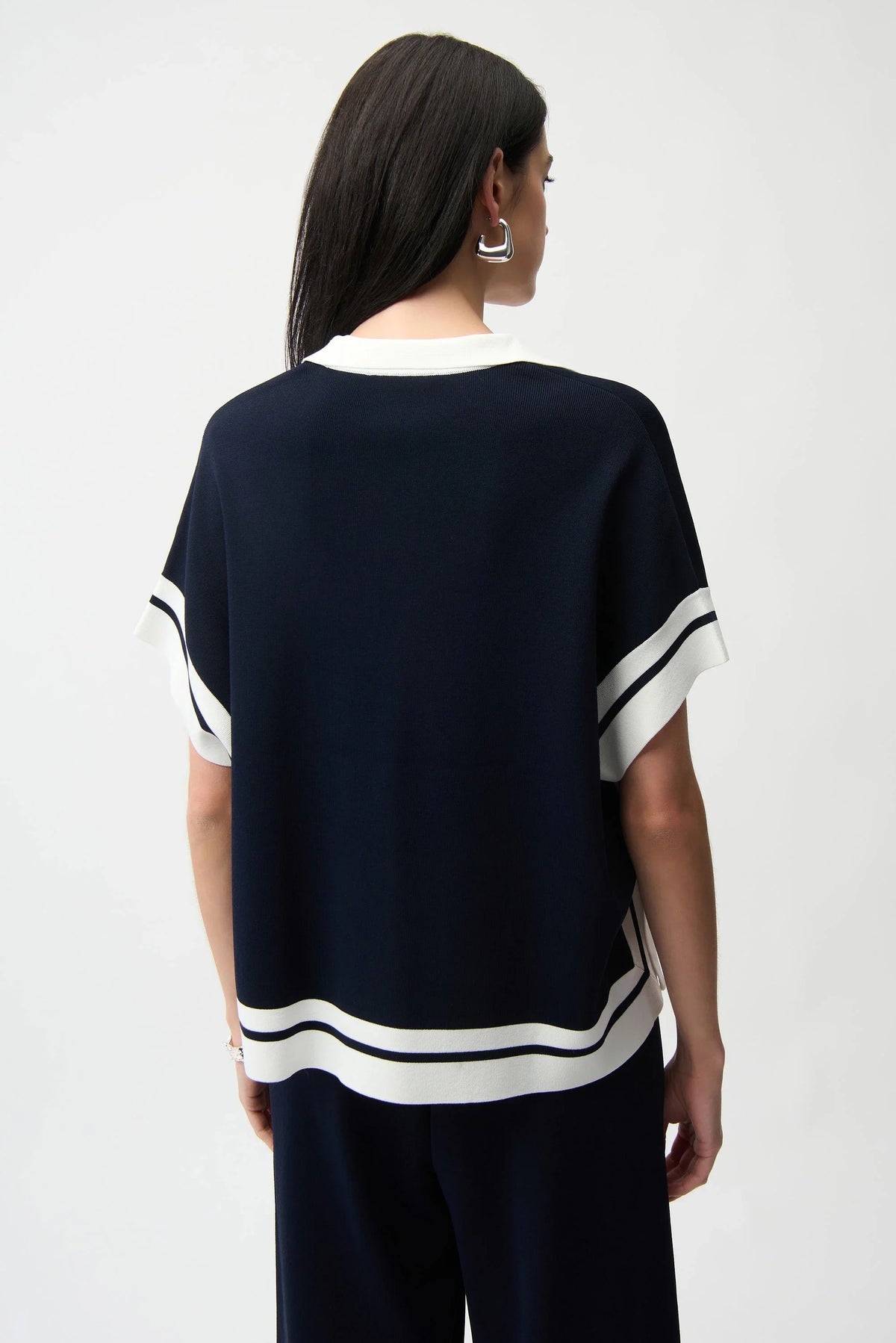 Joseph Ribkoff Border Stripe Polo Sweater - Style 261941