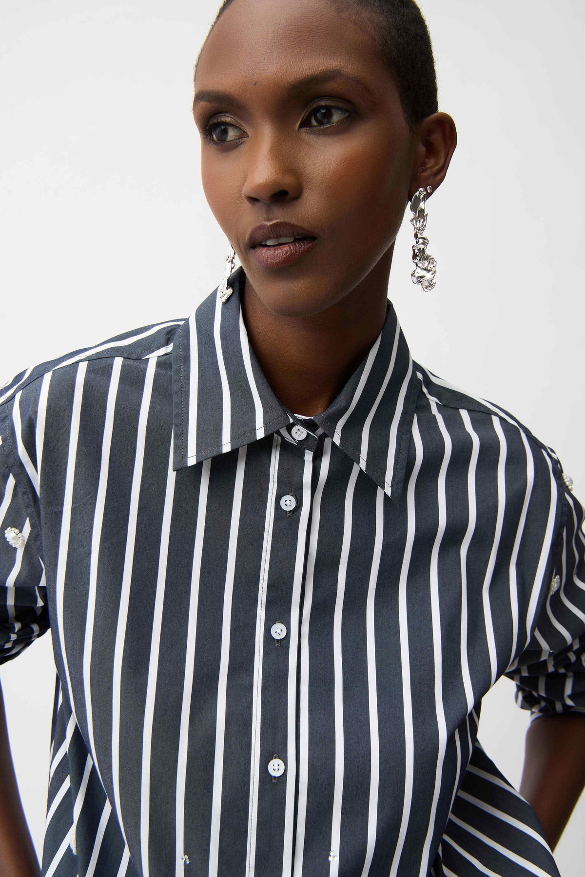 Joseph Ribkoff Embellished Hem Crewneck Blouse - Style 261966