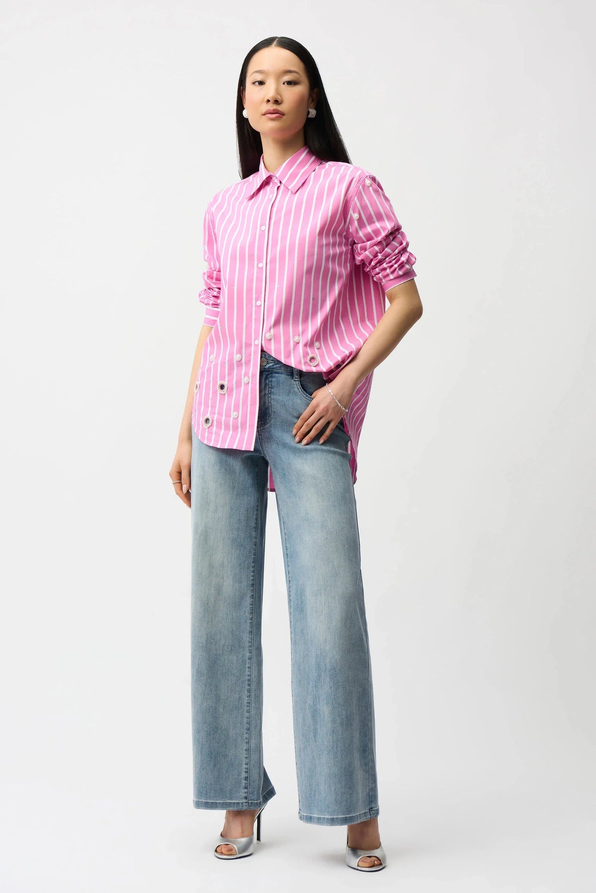 Joseph Ribkoff Embellished Hem Crewneck Blouse - Style 261966B