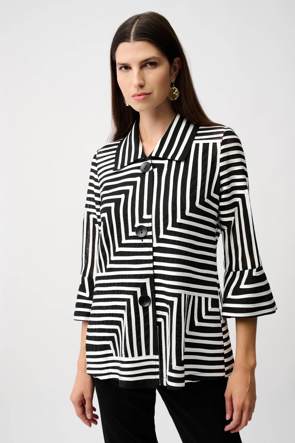 Joseph Ribkoff Satin Soutache Bell Sleeve Jacket - Style 261980