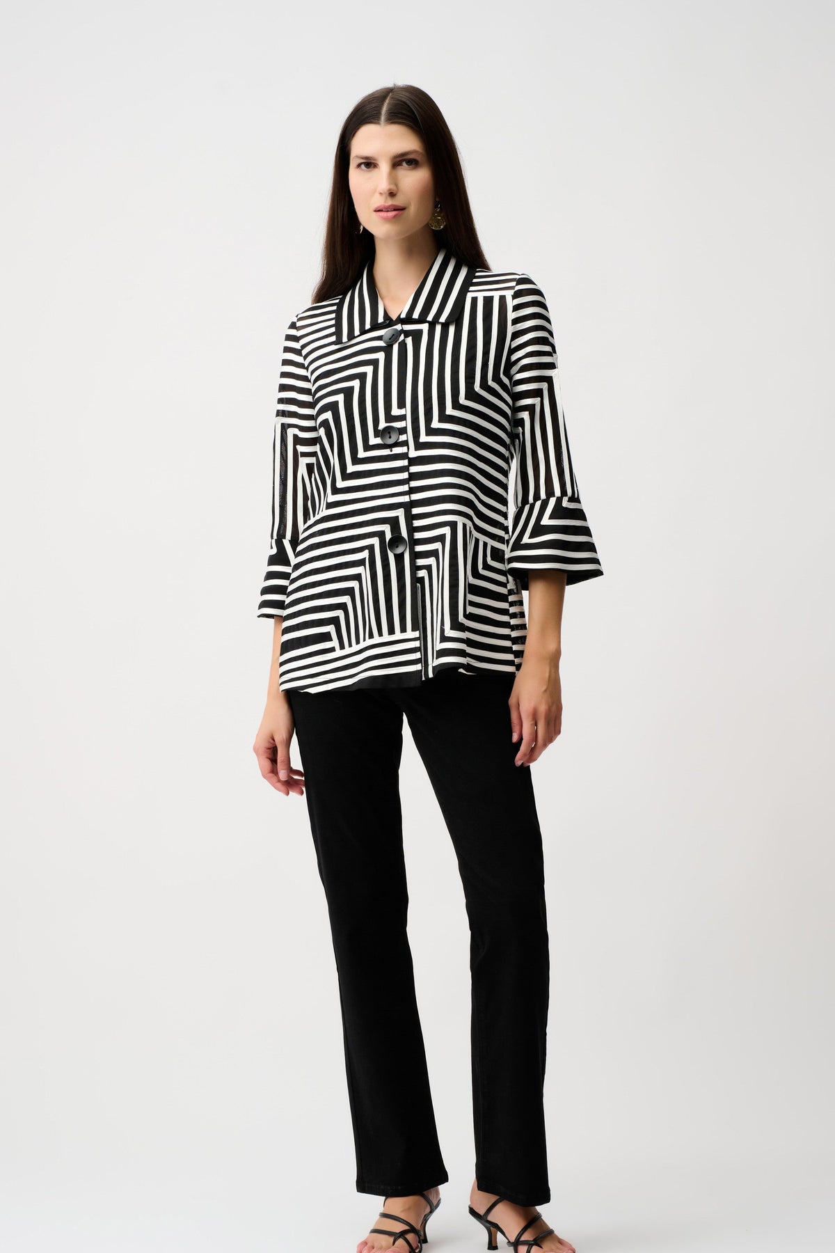 Joseph Ribkoff Satin Soutache Bell Sleeve Jacket - Style 261980