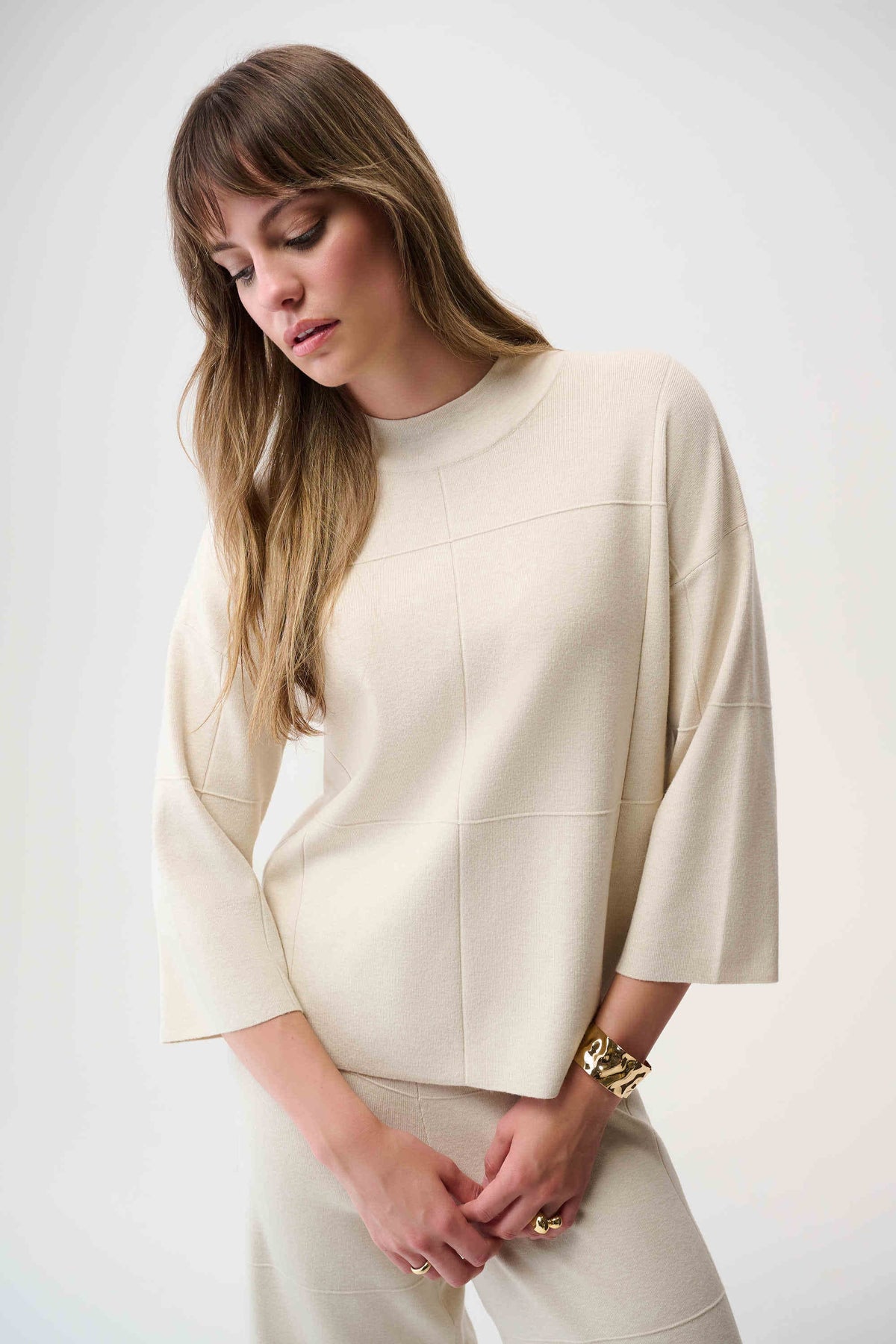Joseph Ribkoff Mock Neck Jacquard Sweater - Style 261981B