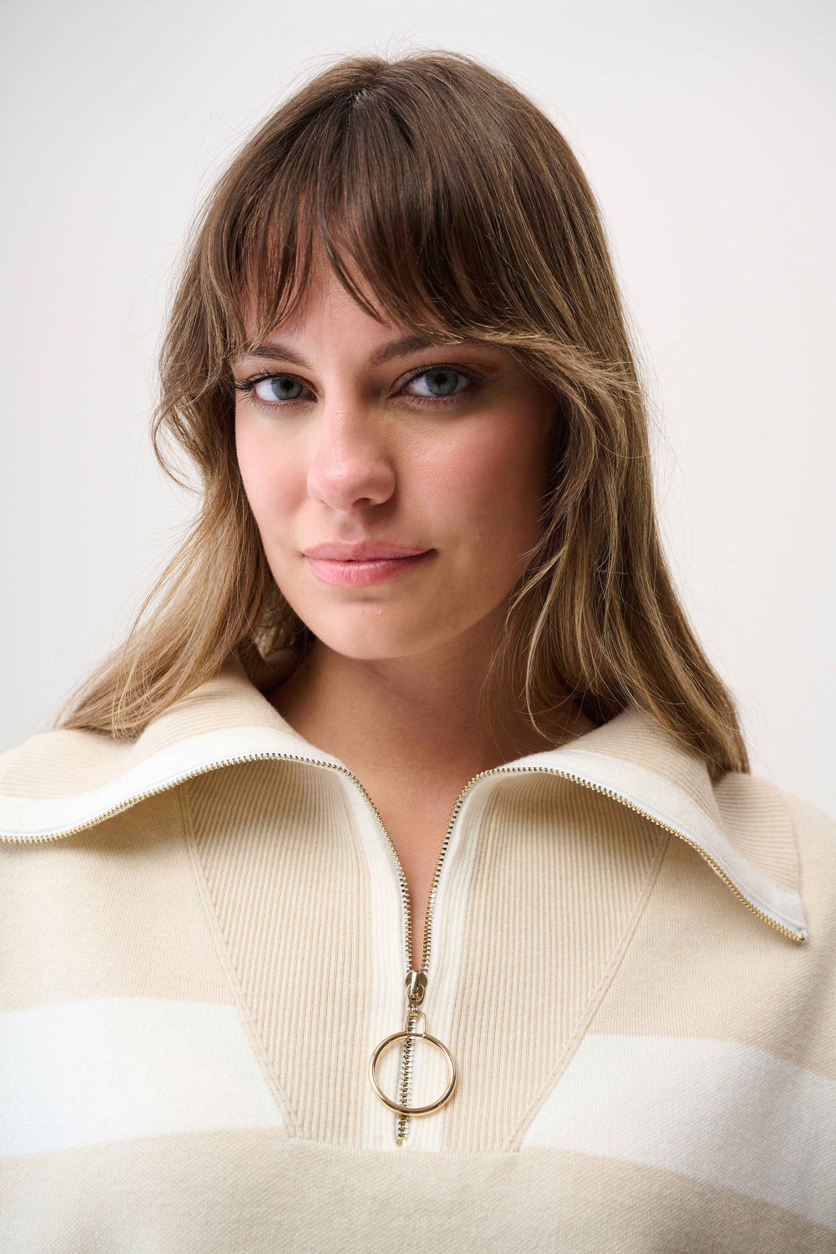 Joseph Ribkoff Striped Zip Collar Sweater - Style 261983