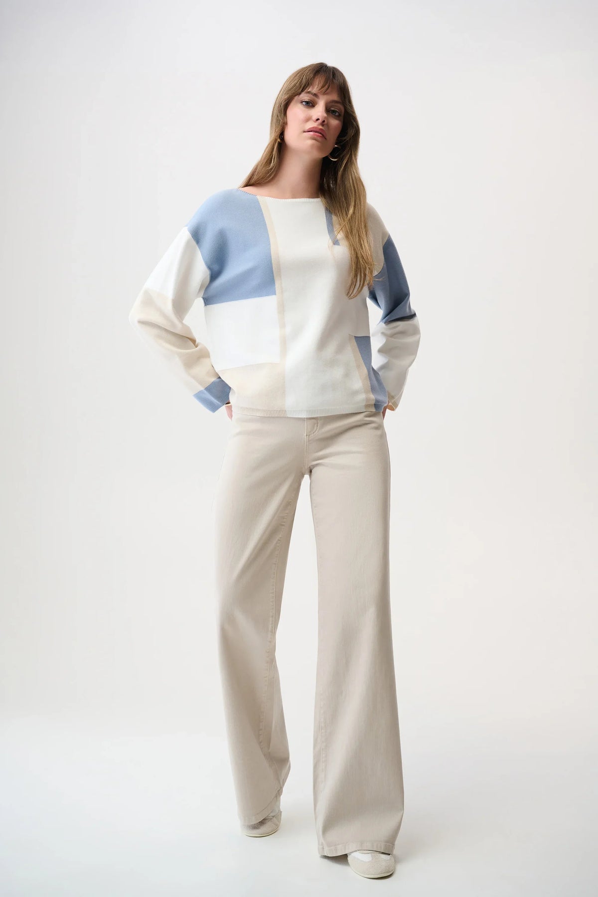 Joseph Ribkoff Color Block Boat Neck Sweater - Style 261998