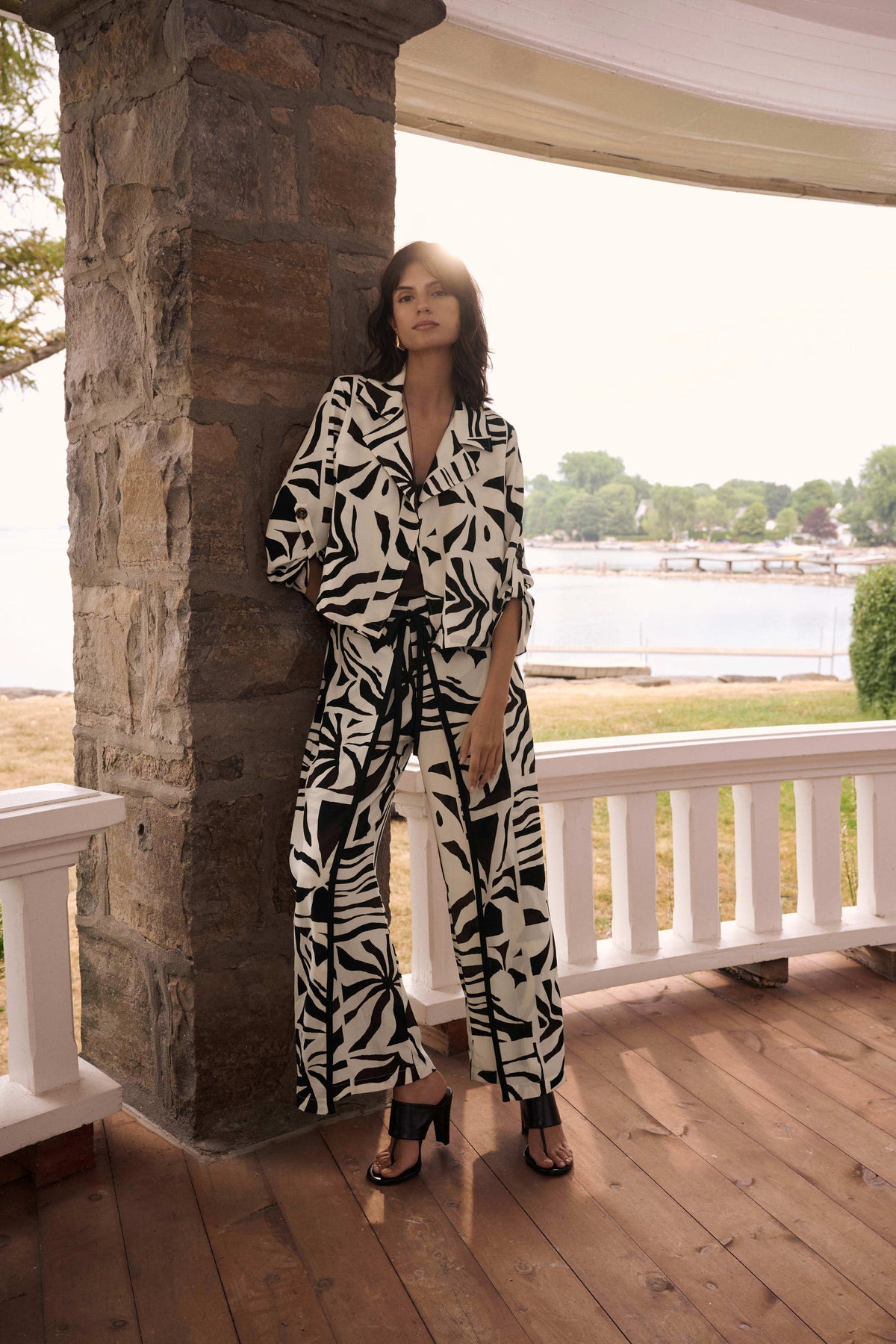 Joseph Ribkoff Tropical Gauze Tie-Front Pants - Style 262056
