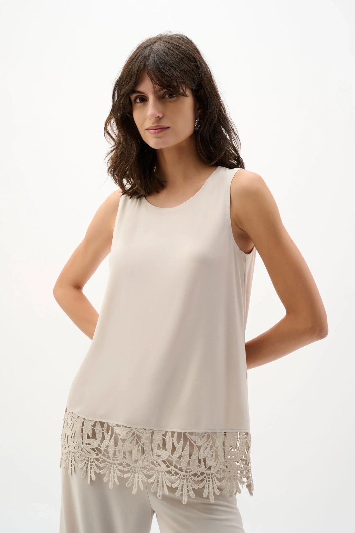 Joseph Ribkoff Guipure Lace Hem Top - Style 262094