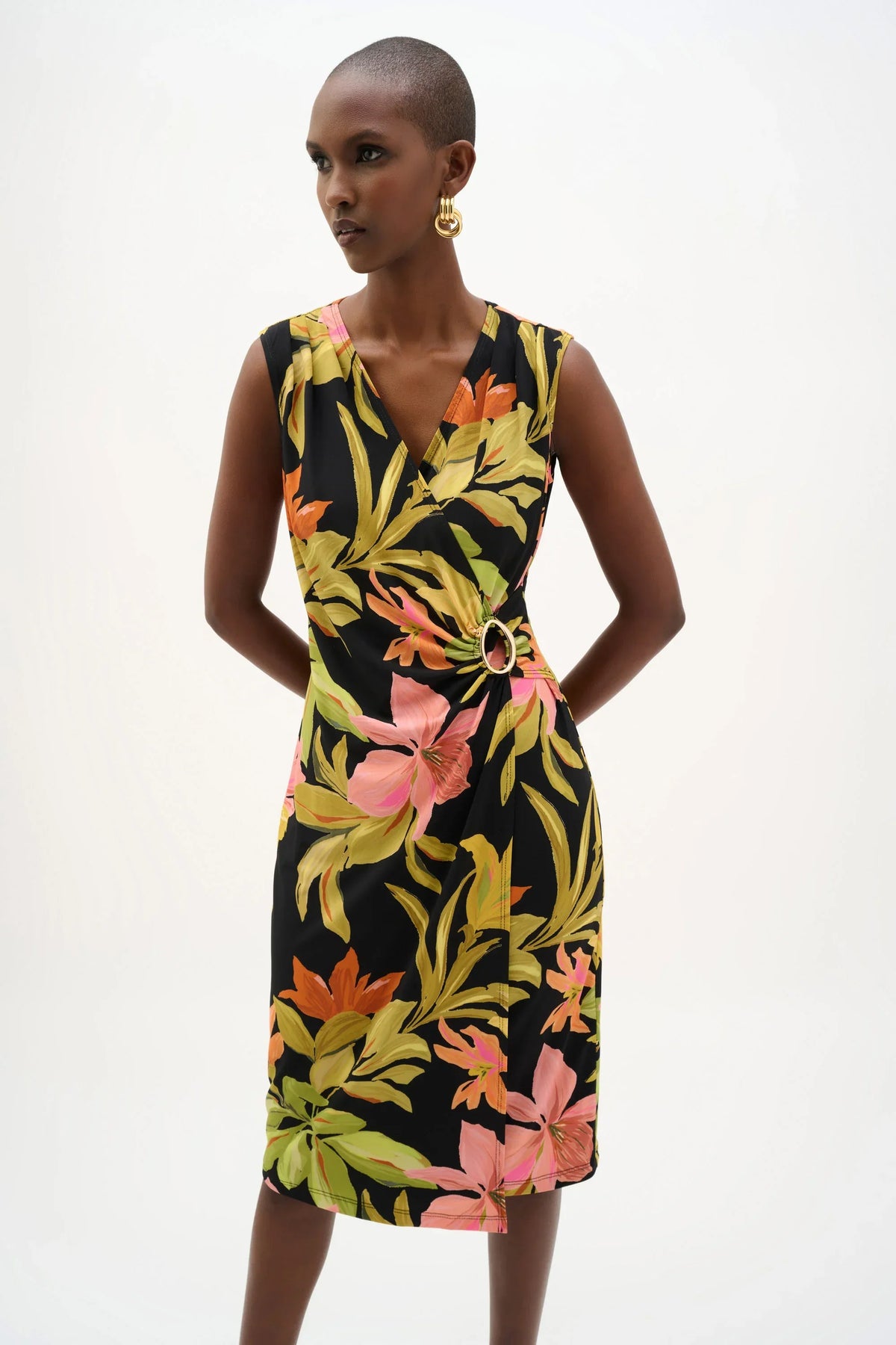 Joseph Ribkoff Tropical Print Wrap Dress - Style 262108