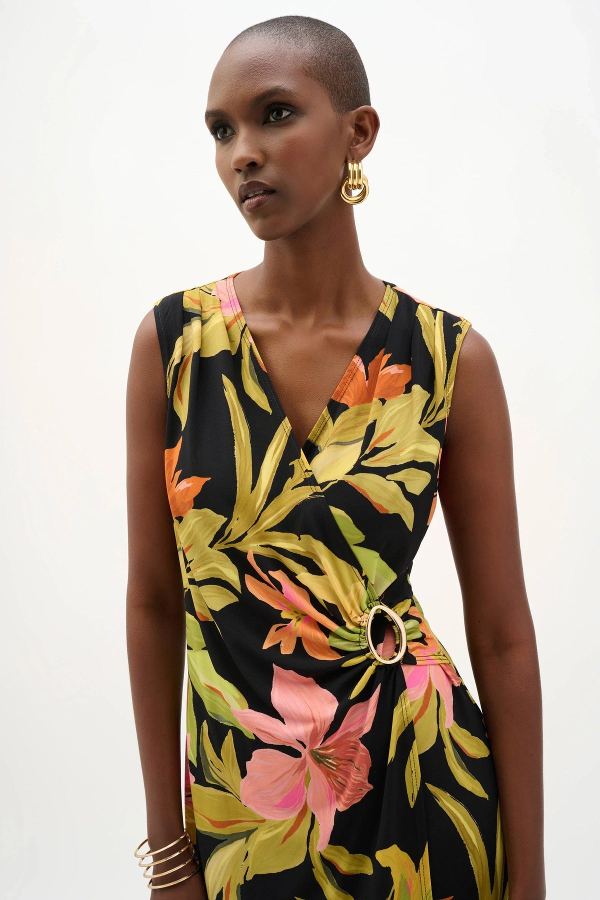 Joseph Ribkoff Tropical Print Wrap Dress - Style 262108