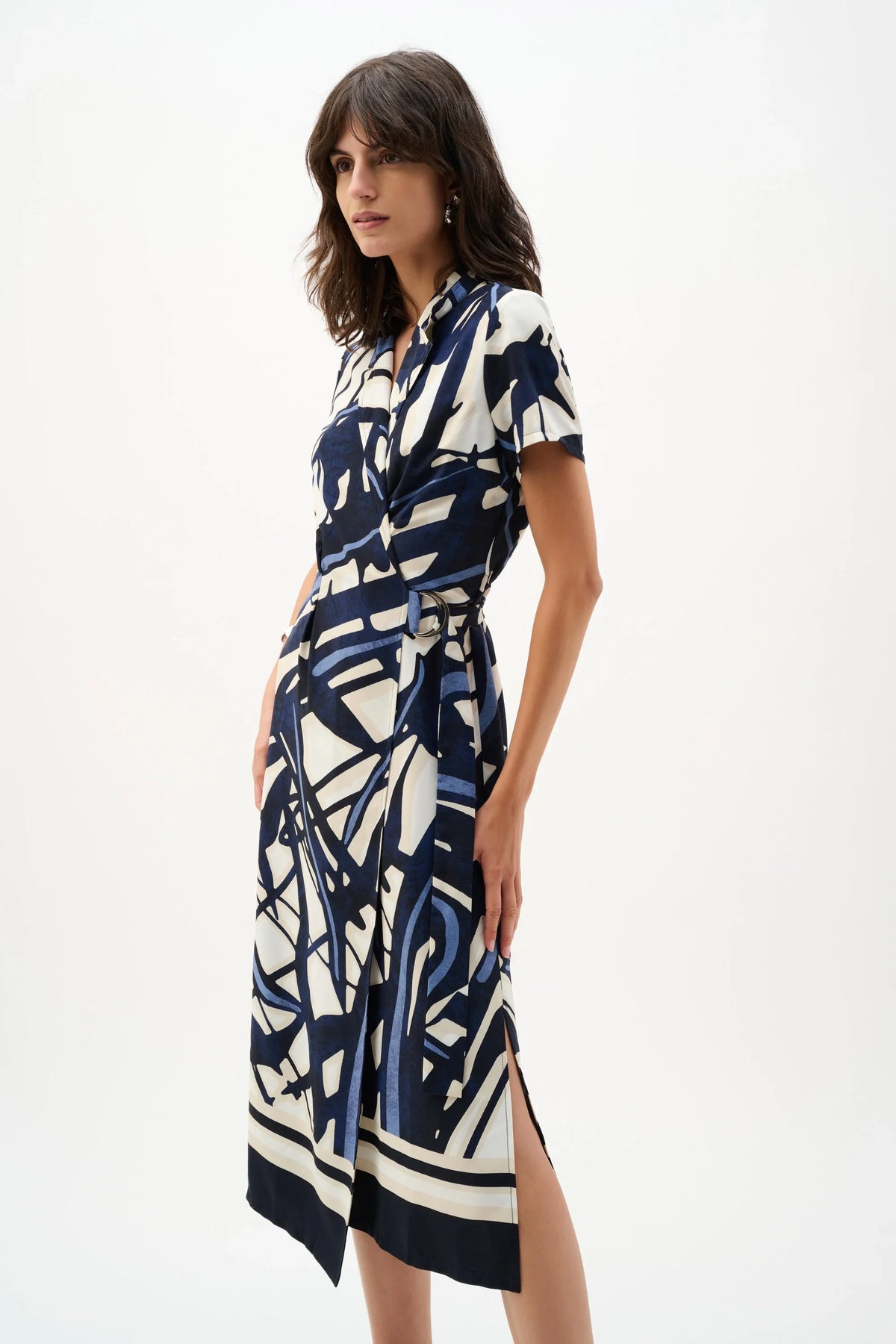 Joseph Ribkoff Abstract Print Wrap Shirt Dress - Style 262128