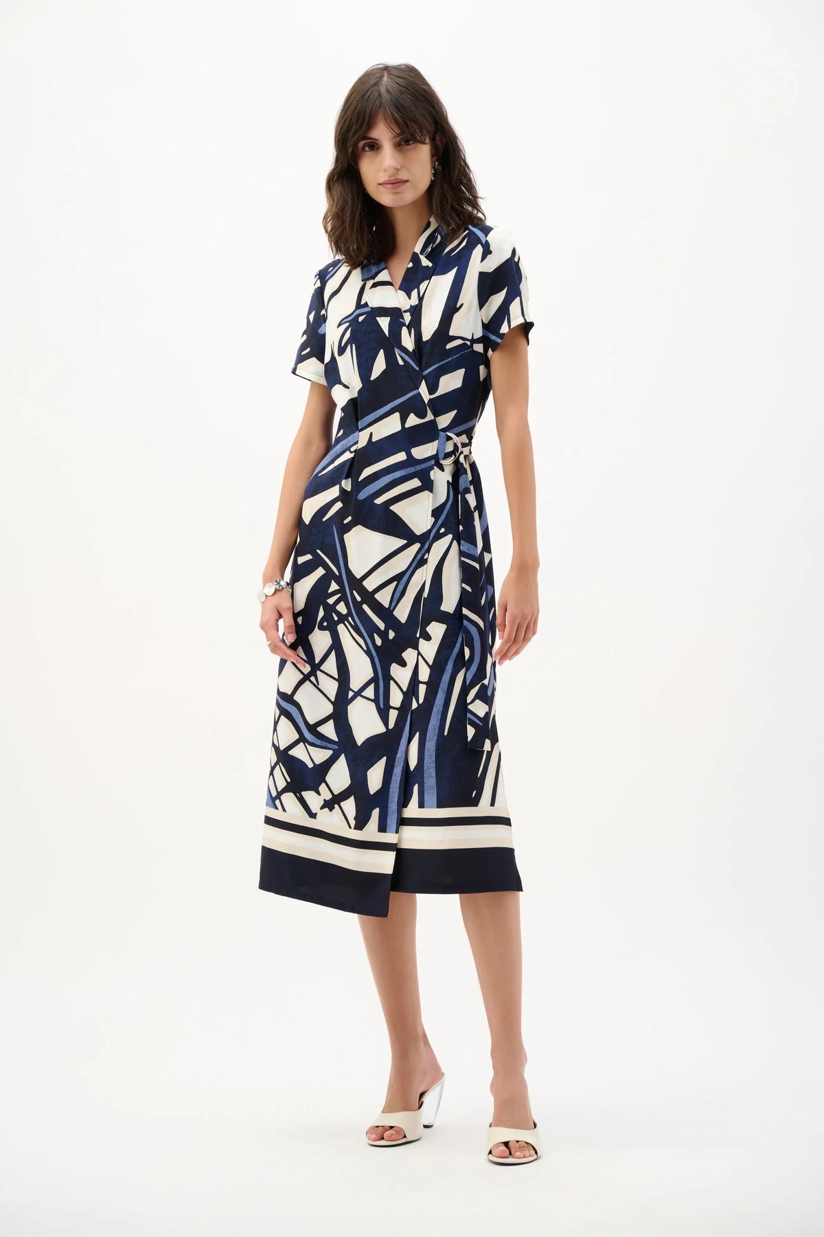 Joseph Ribkoff Abstract Print Wrap Shirt Dress - Style 262128
