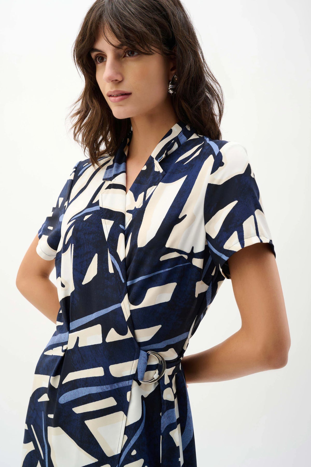 Joseph Ribkoff Abstract Print Wrap Shirt Dress - Style 262128