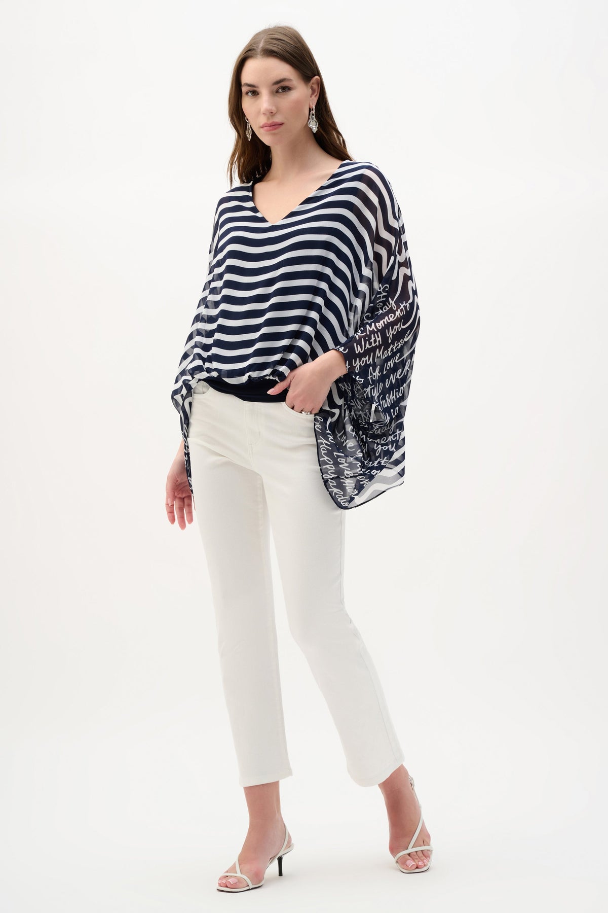 Joseph Ribkoff Conversational Print Chiffon Poncho - Style 262188