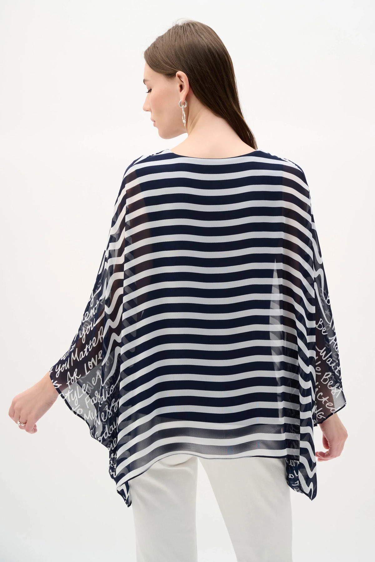 Joseph Ribkoff Conversational Print Chiffon Poncho - Style 262188