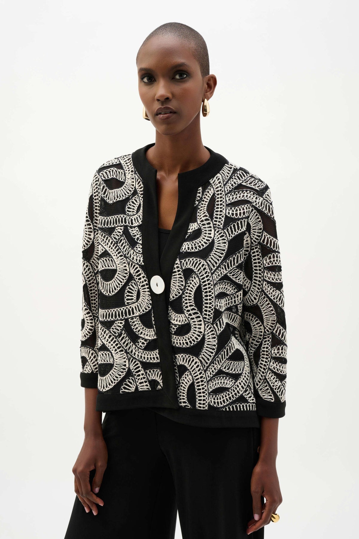 Joseph Ribkoff Abstract Mesh Swing Jacket - Style 262207