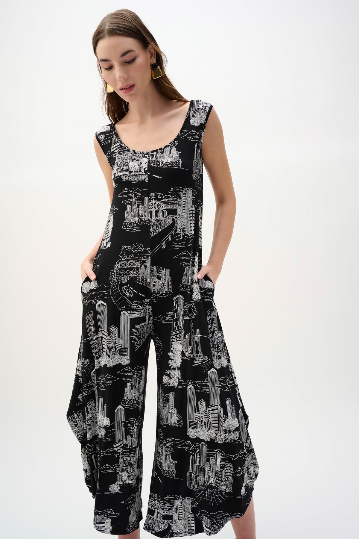 Joseph Ribkoff Conversational Print Culotte Jumpsuit - Style 262243