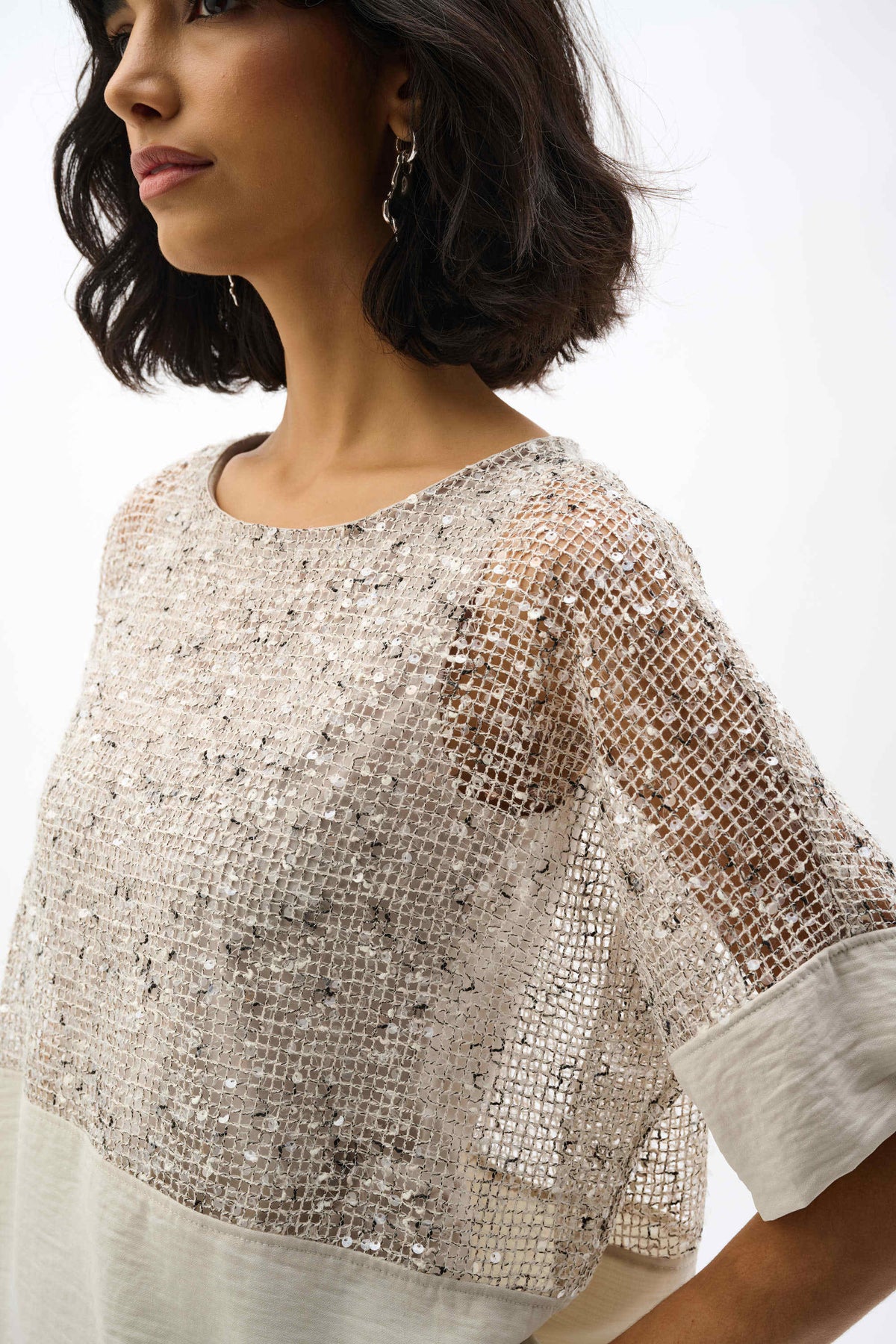 Joseph Ribkoff Gauze Sequin Boxy Top - Style 262256