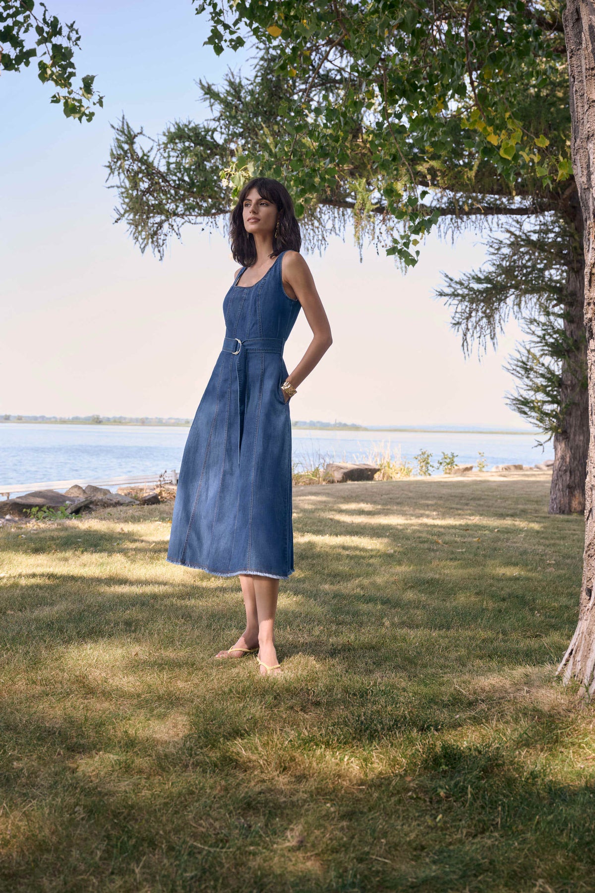 Joseph Ribkoff Fit Flare Denim Midi Dress - Style 262901