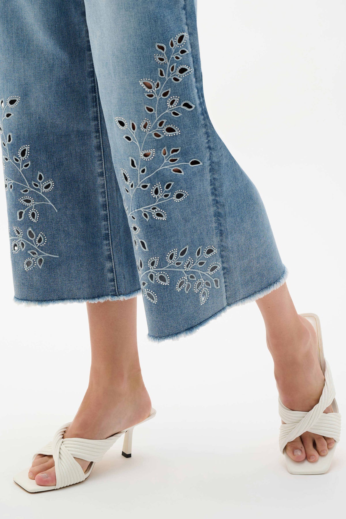 Joseph Ribkoff Eyelet Embroidery Crop Jeans - Style 262915