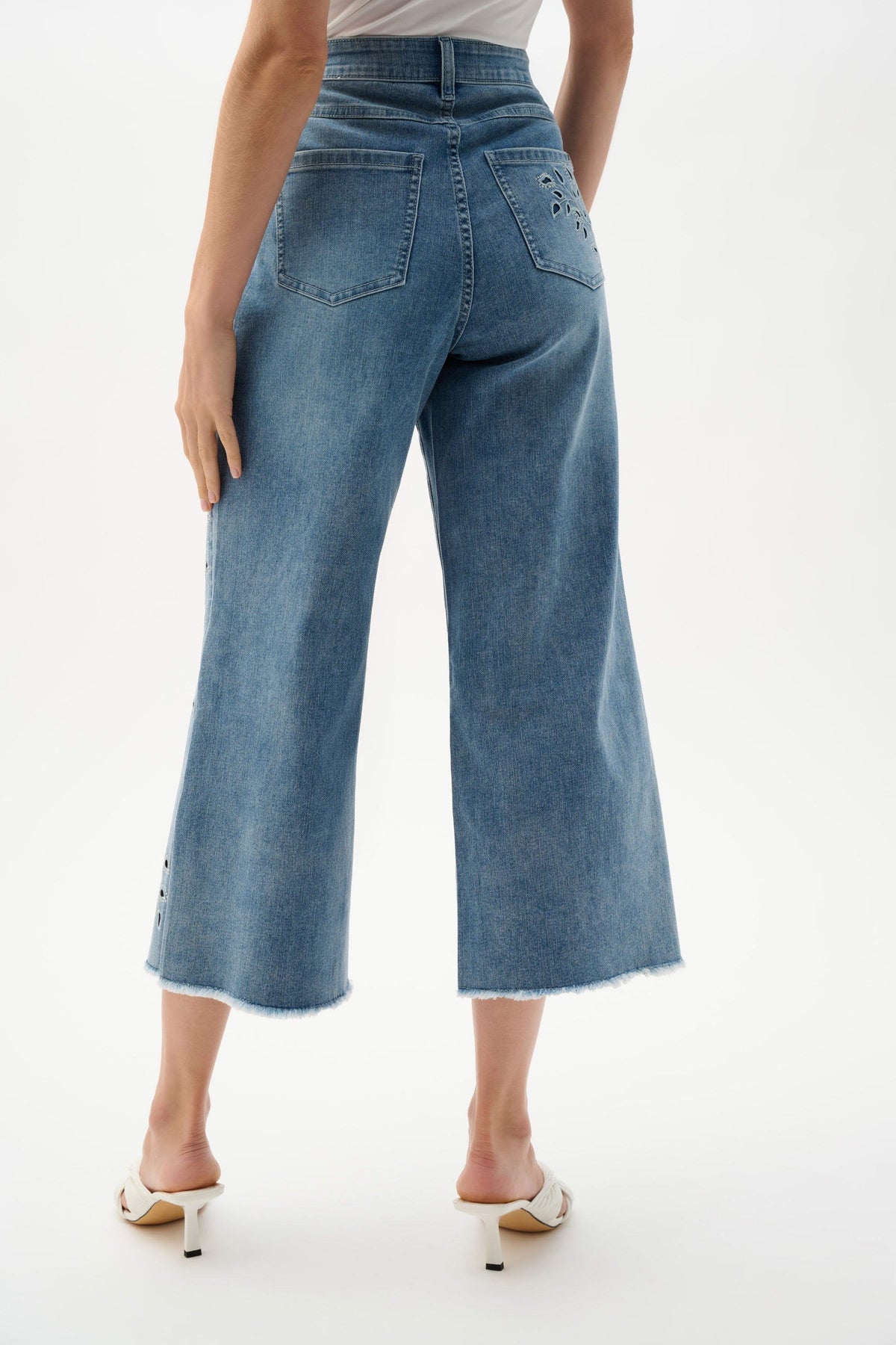 Joseph Ribkoff Eyelet Embroidery Crop Jeans - Style 262915