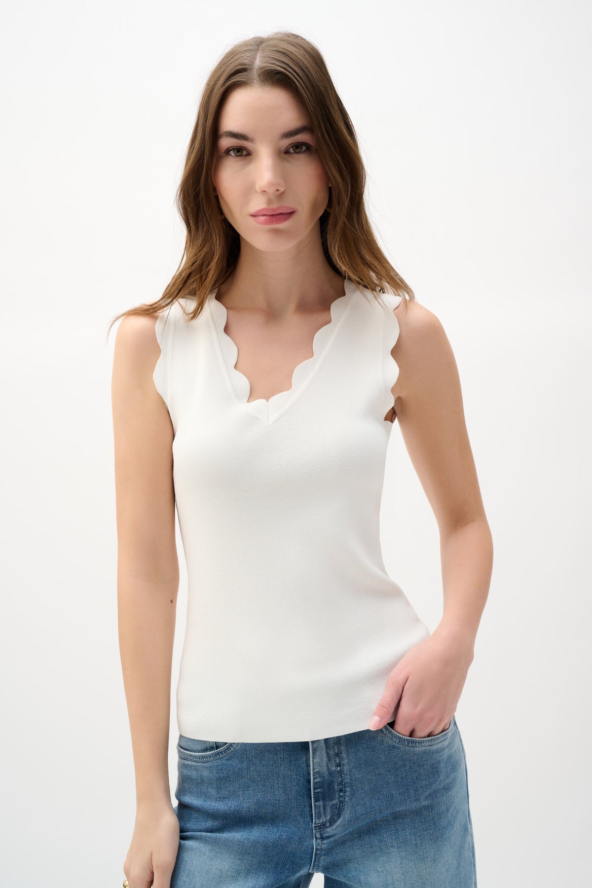 Joseph Ribkoff Mesh Yoke Knit Camisole - Style 262924