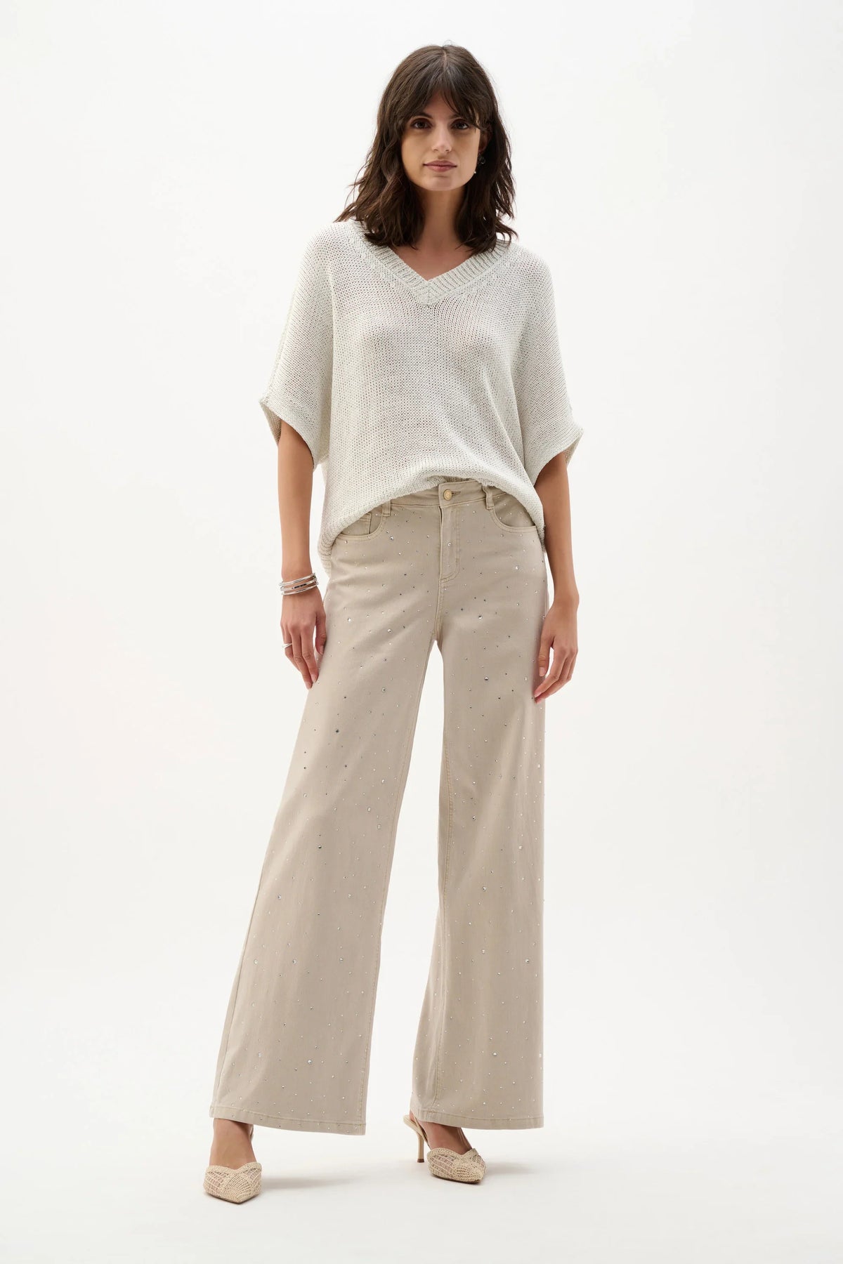 Joseph Ribkoff Rhinestone Wide Leg Jeans - Style 262940