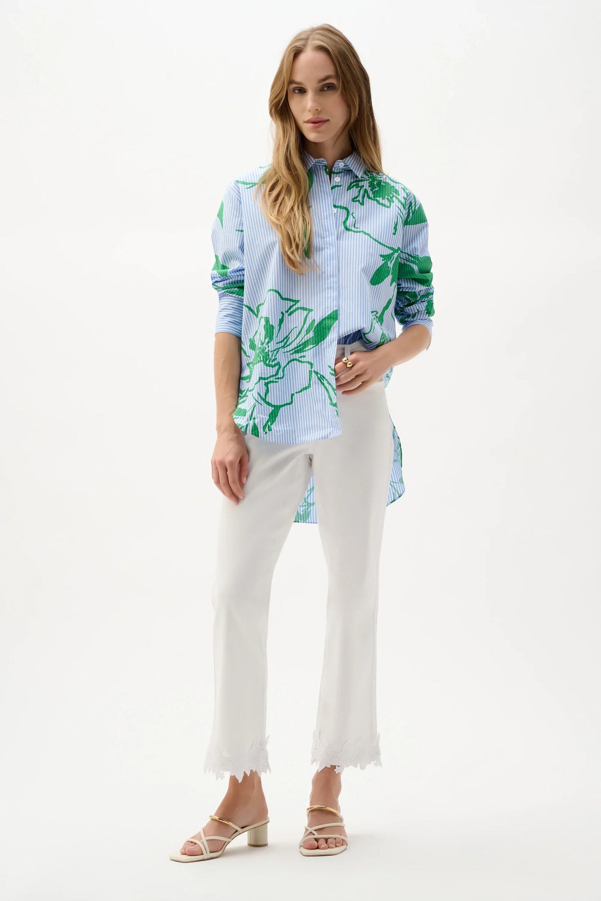 Joseph Ribkoff Striped Floral Boxy Blouse - Style 262951