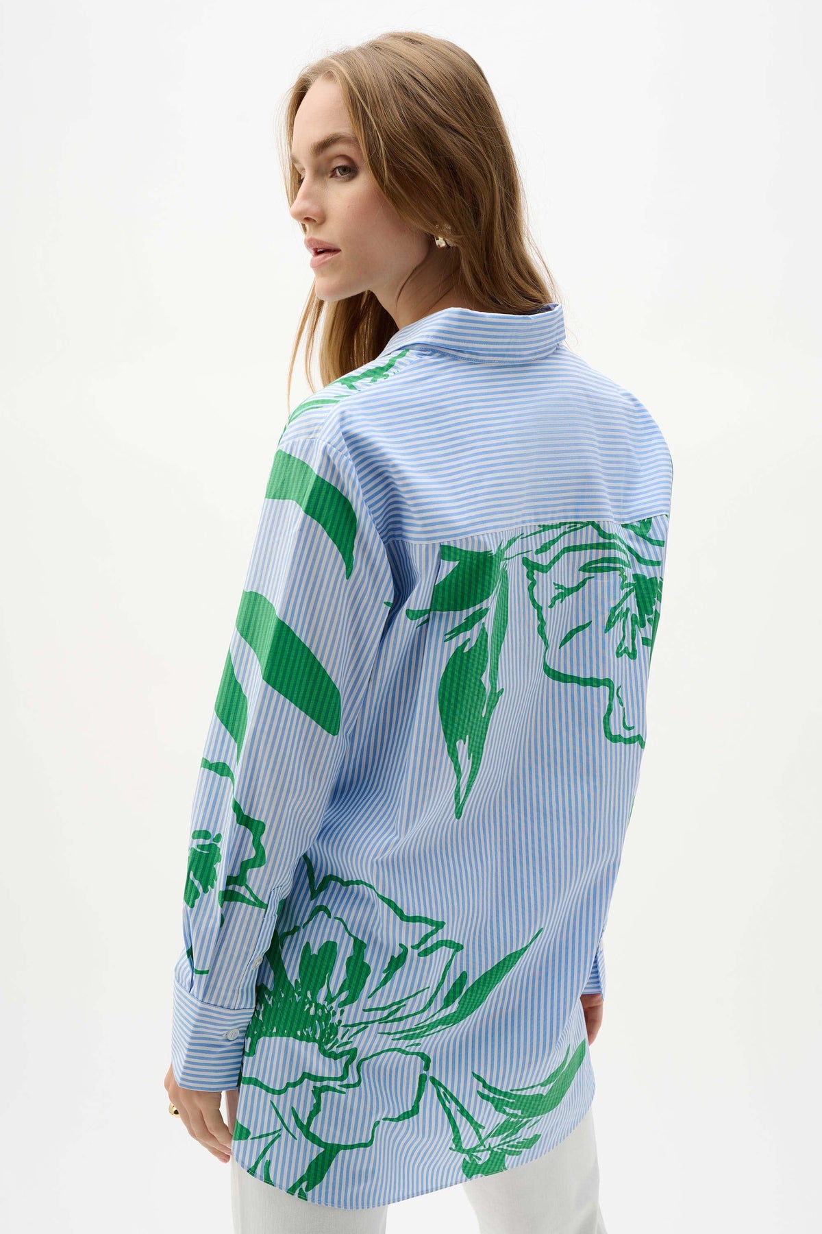 Joseph Ribkoff Striped Floral Boxy Blouse - Style 262951