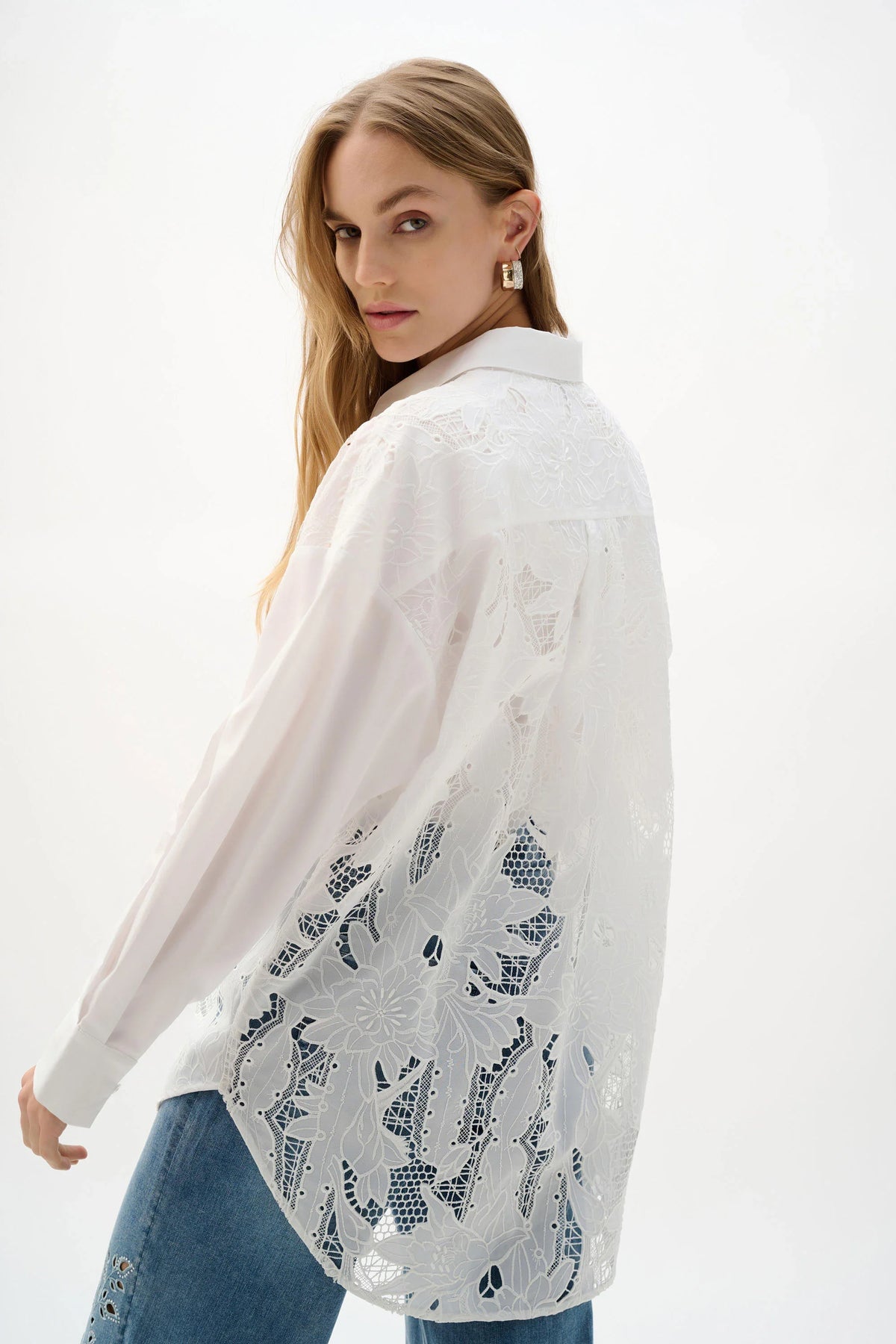 Joseph Ribkoff Lace Trim Boxy Blouse - Style 262952