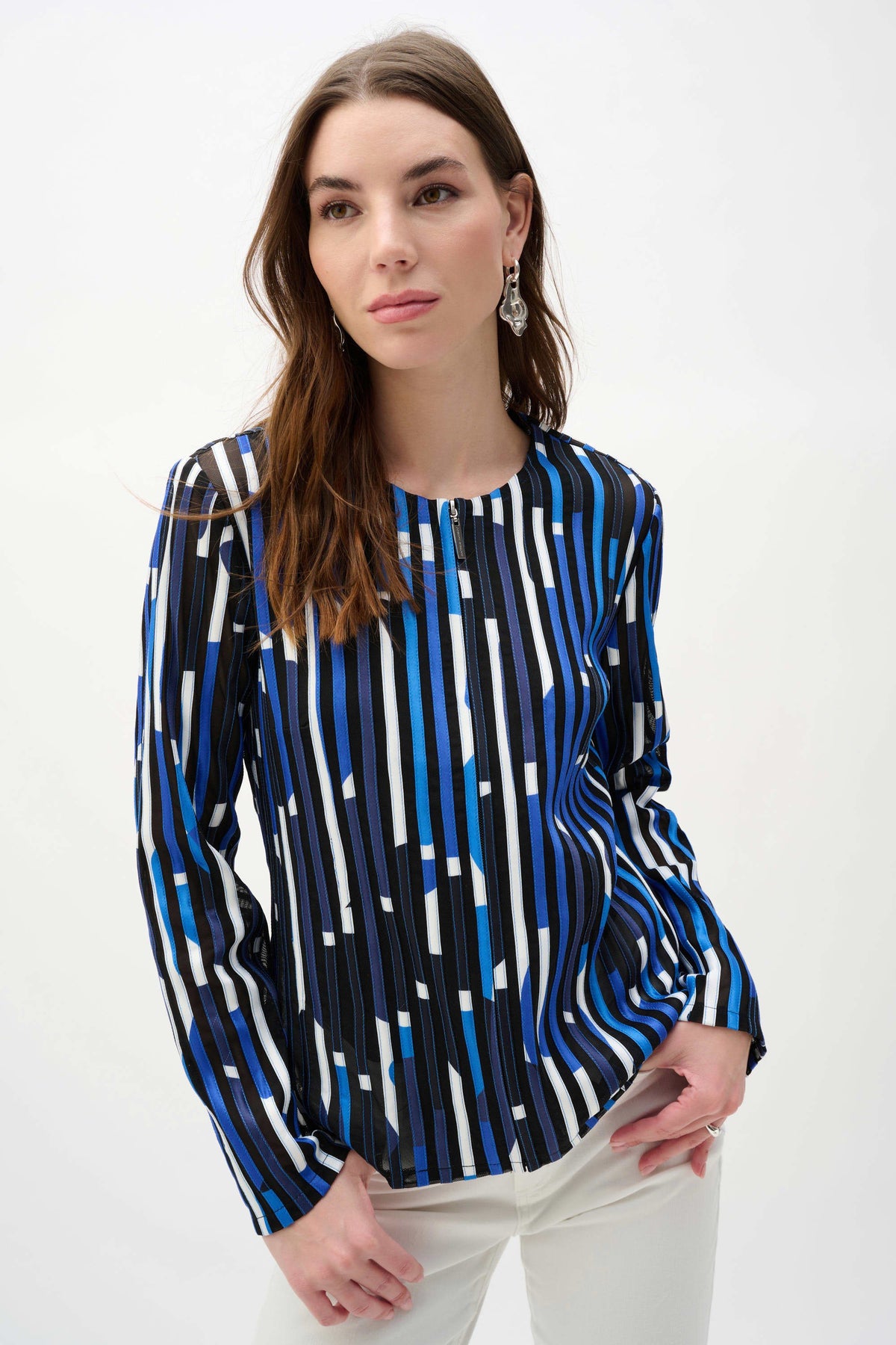 Joseph Ribkoff Geometric Mesh Soutache Jacket - Style 262953