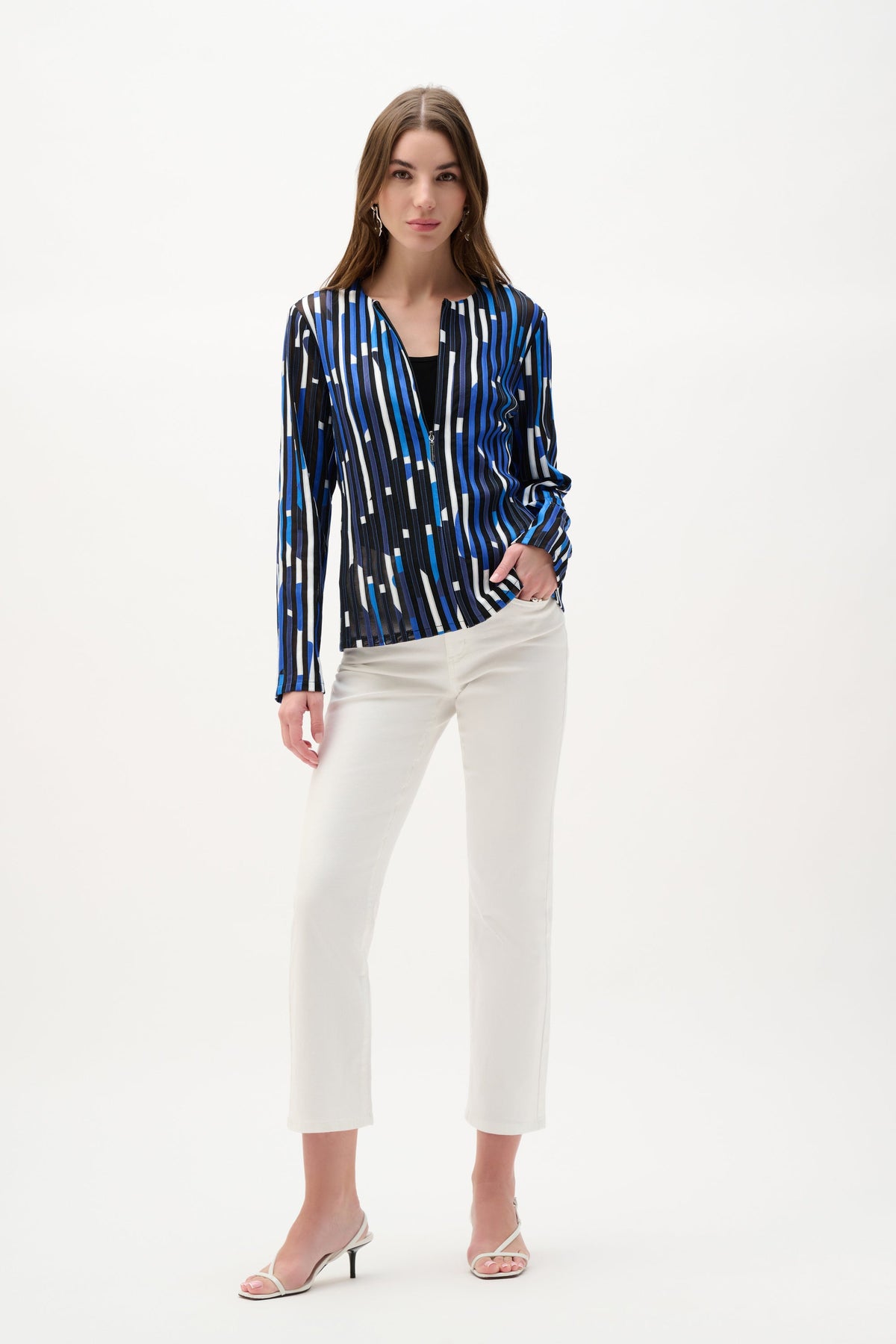 Joseph Ribkoff Geometric Mesh Soutache Jacket - Style 262953