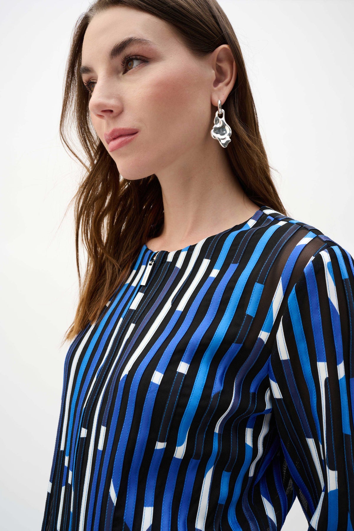 Joseph Ribkoff Geometric Mesh Soutache Jacket - Style 262953