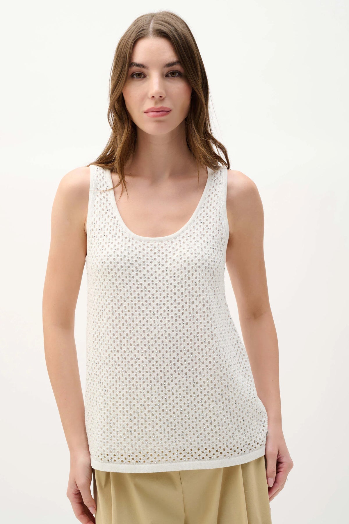 Joseph Ribkoff Open Stitch Rhinestone Camisole - Style 262957