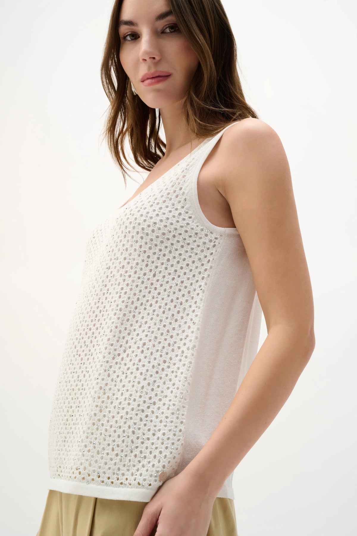 Joseph Ribkoff Open Stitch Rhinestone Camisole - Style 262957