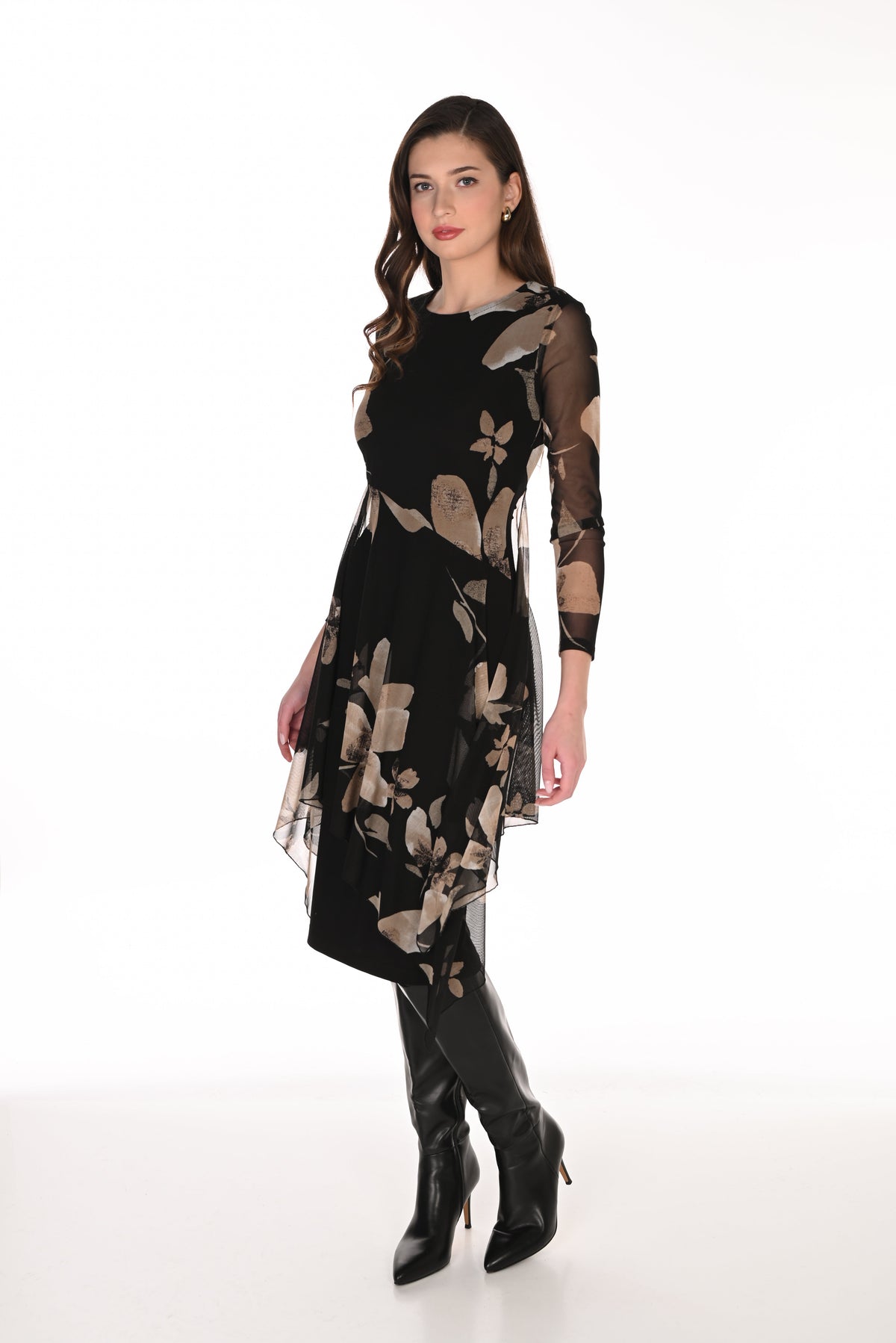 Frank Lyman Dress With Floral Chiffon Overlay - Style 263440