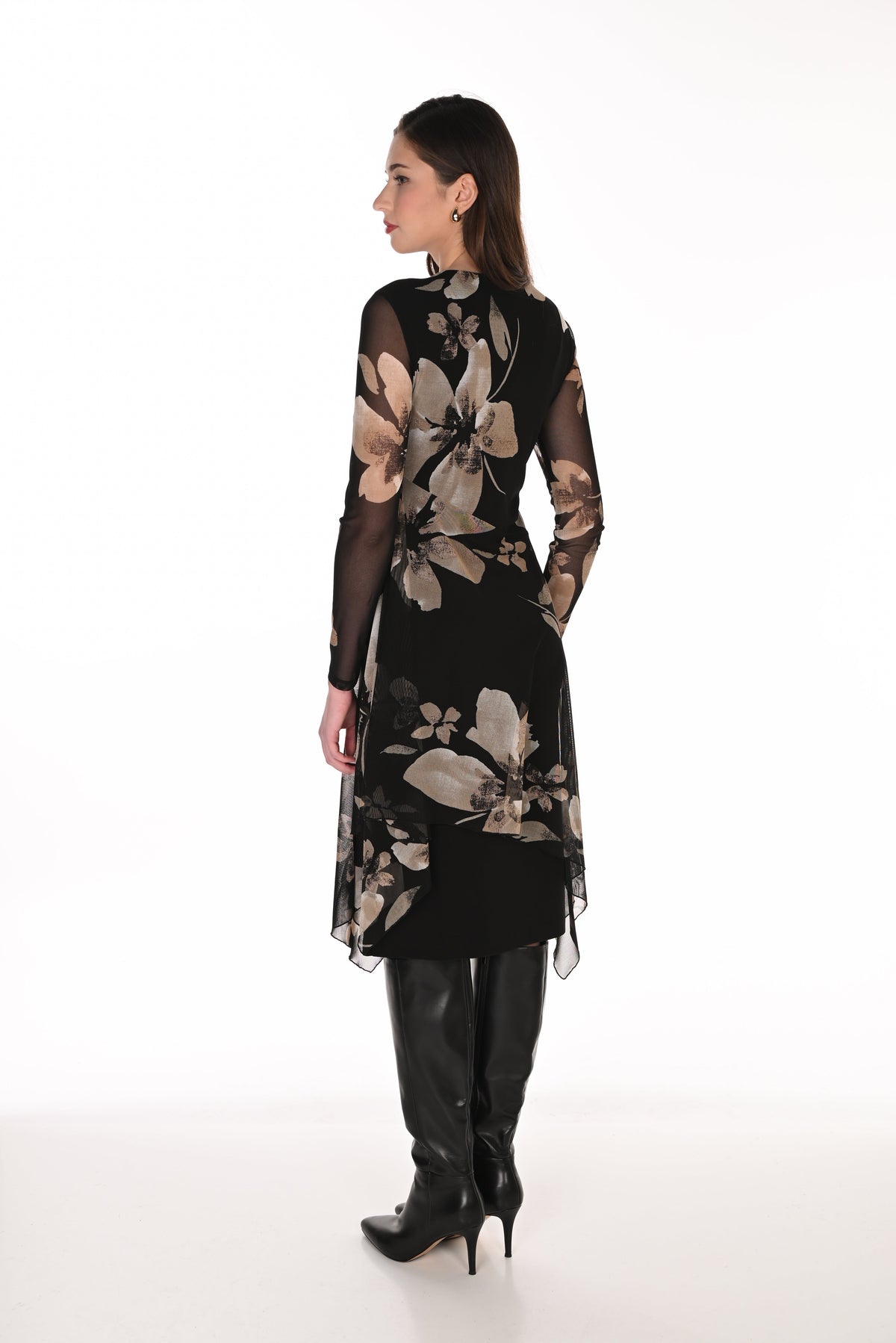 Frank Lyman Dress With Floral Chiffon Overlay - Style 263440